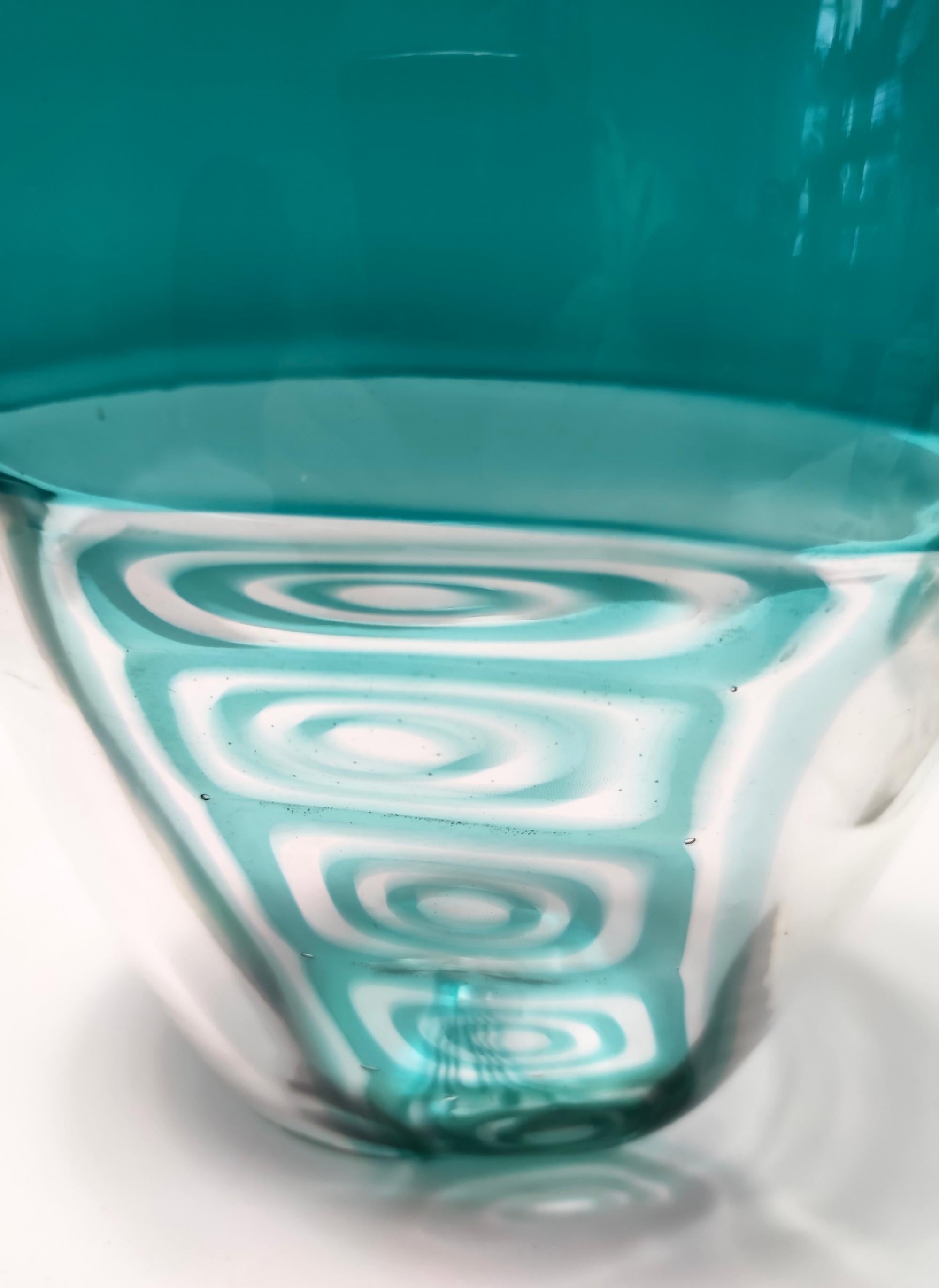 Postmoderner Teal-Muranoglas-Teller und Vase von La Murrina, Italien im Angebot 8