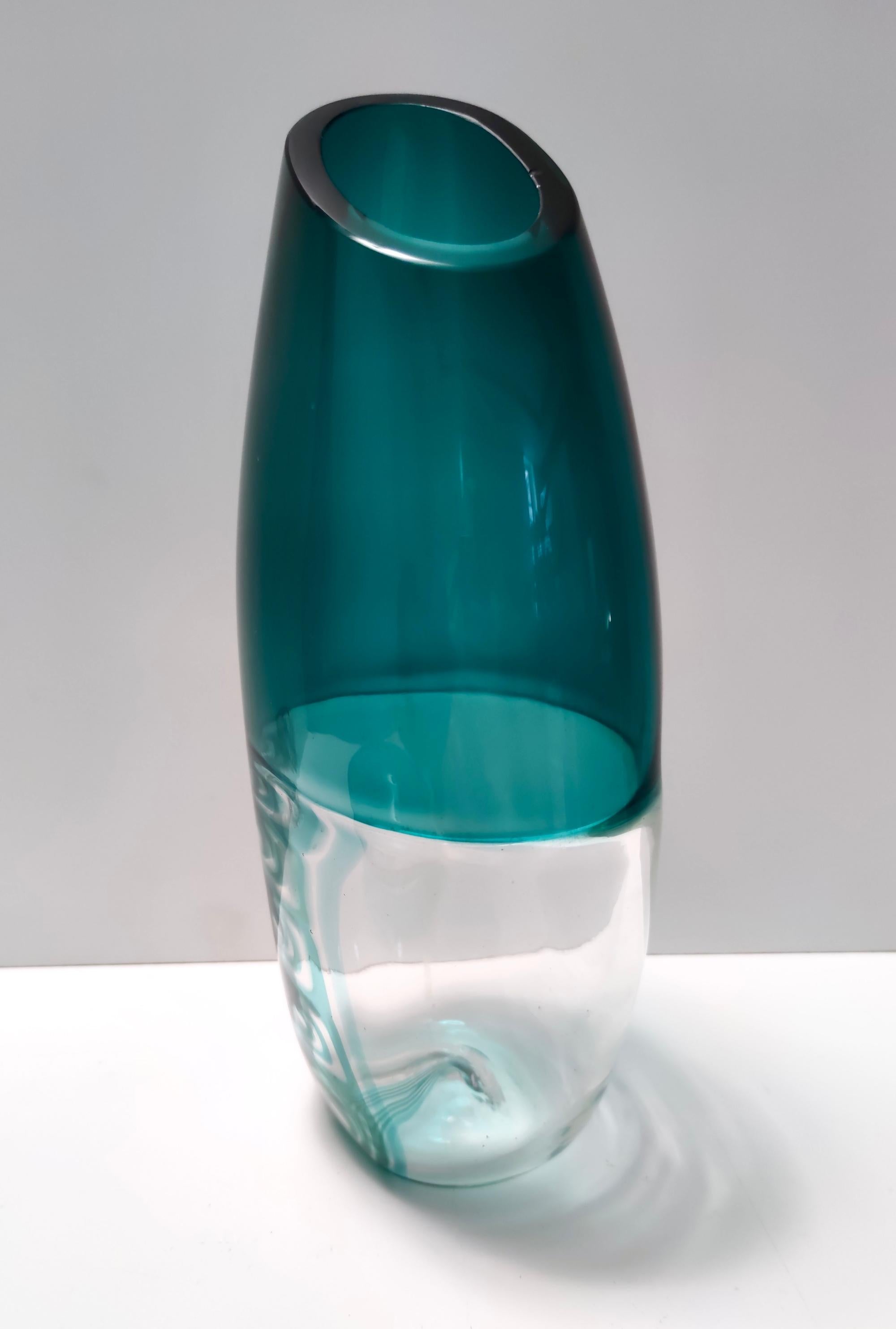 Postmoderner Teal-Muranoglas-Teller und Vase von La Murrina, Italien im Angebot 4