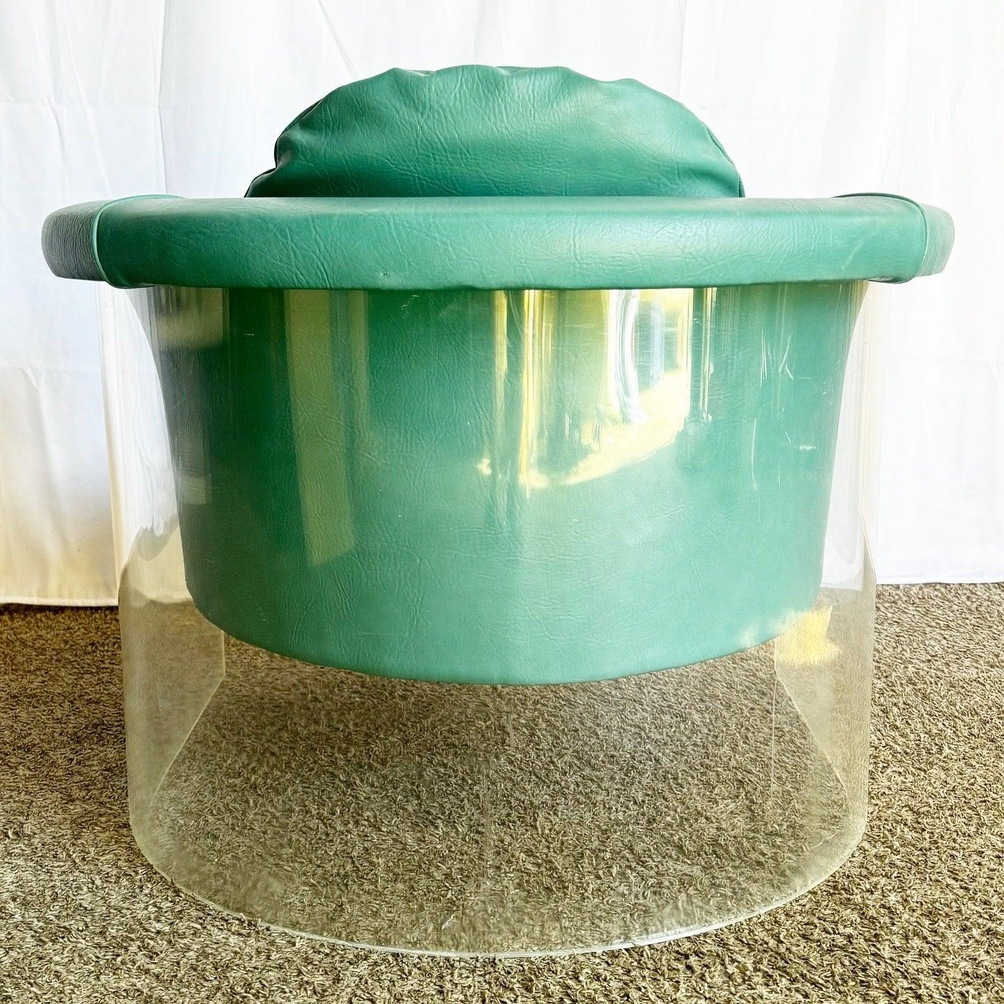 Postmoderner Loungesessel aus Naugahyde und Lucite in Teal (Ende des 20. Jahrhunderts) im Angebot