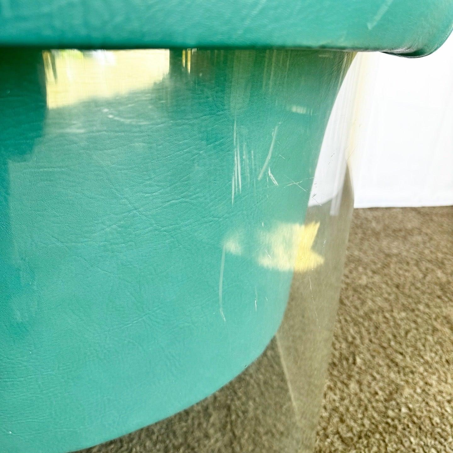 Postmoderner Loungesessel aus Naugahyde und Lucite in Teal im Angebot 4