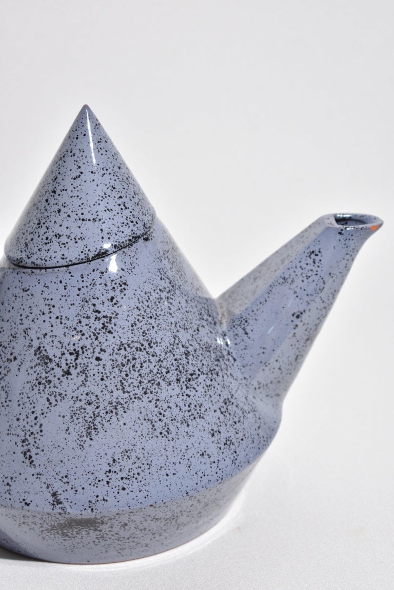 Postmodern Teapot Set in Blue Speckle Pattern at 1stDibs