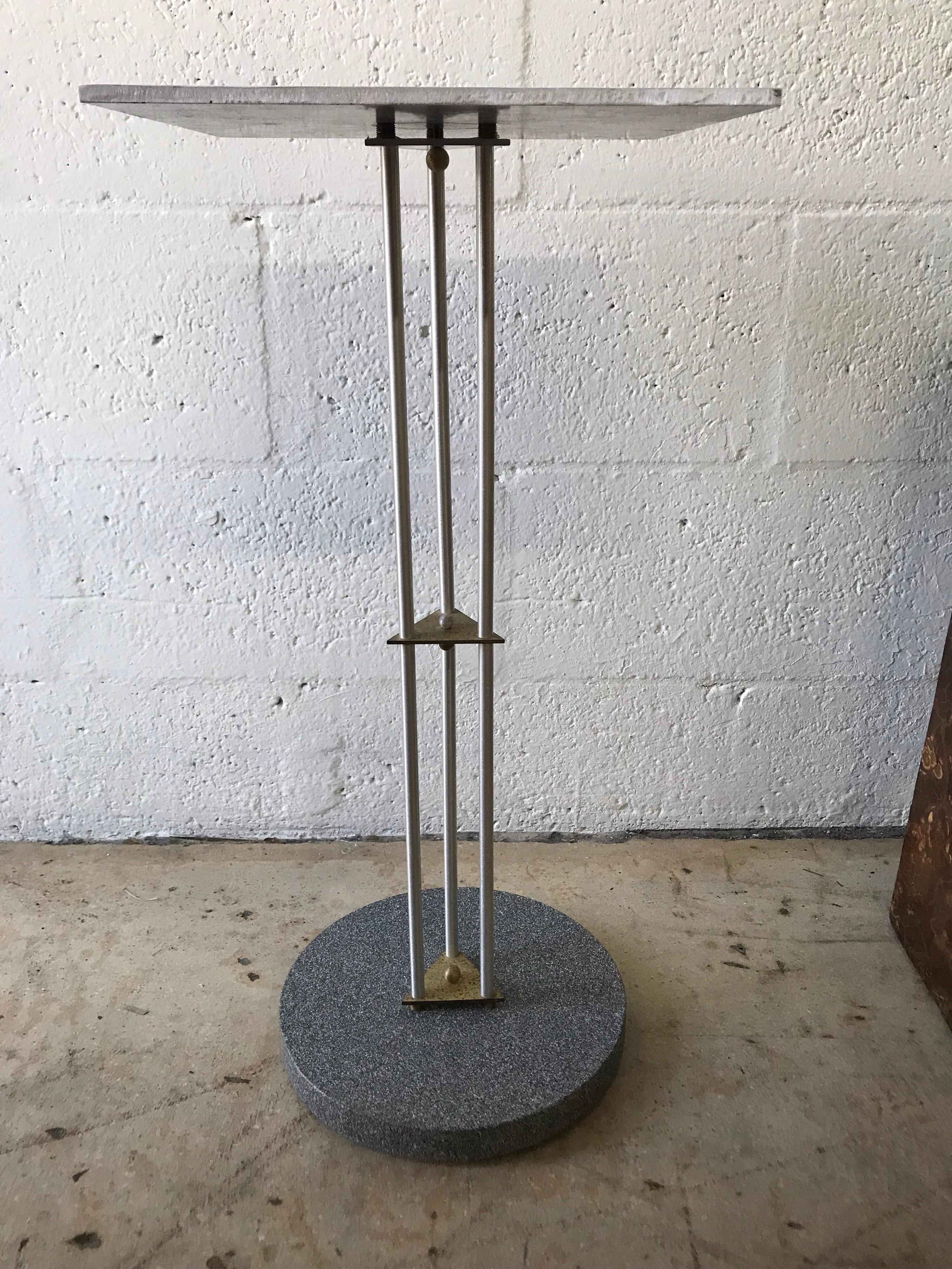 Post-Modern Postmodern Telephone Accent Occasional Side or End Table in Steel and Brass For Sale