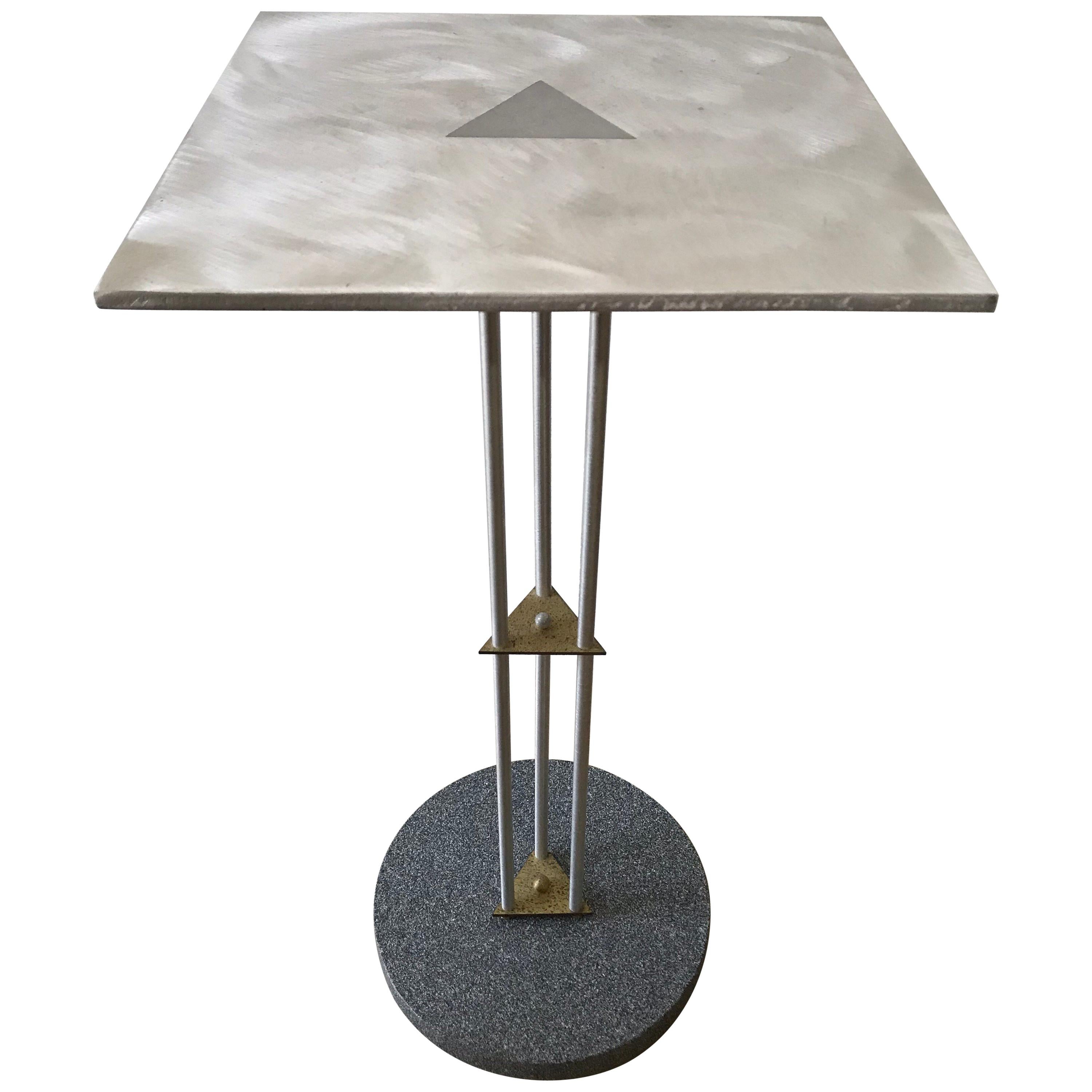 Postmodern Telephone Accent Occasional Side or End Table in Steel and Brass