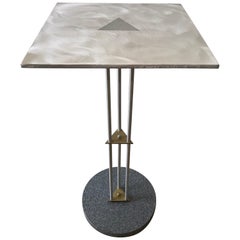 Vintage Postmodern Telephone Accent Occasional Side or End Table in Steel and Brass