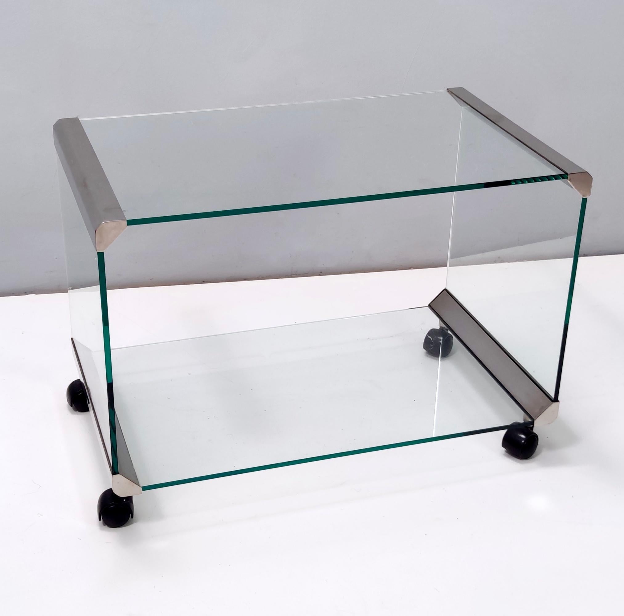 Late 20th Century Postmodern Tempered Glass and Steel Coffee Table by Gallotti E Radice, Italy