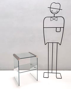 Postmodern Tempered Glass and Steel Etagere by Gallotti & Radice with a Shelf