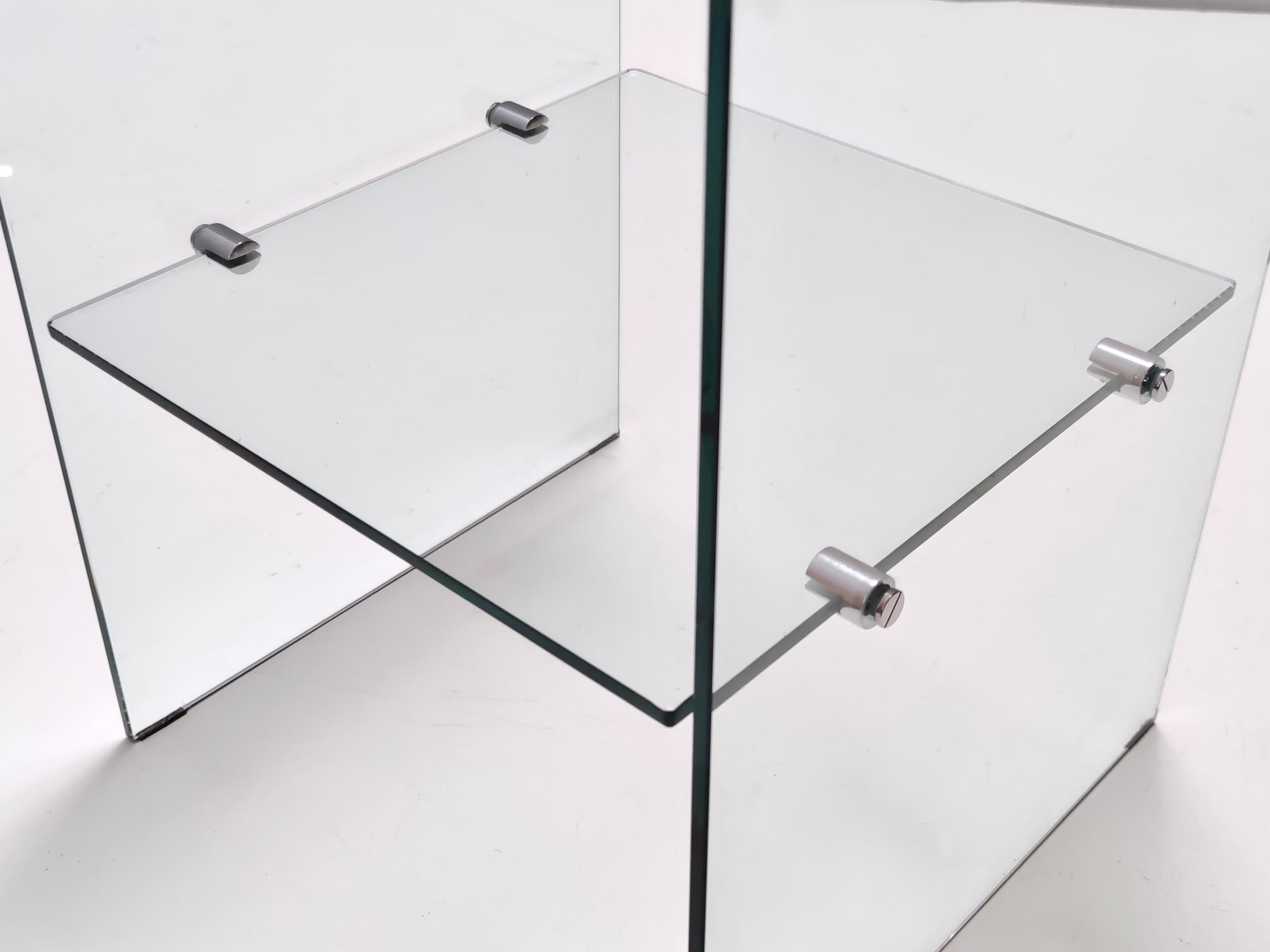 Postmoderne Etagere aus gehärtetem Glas und Stahl von Gallotti & Radice mit einem Regal im Zustand „Gut“ im Angebot in Bresso, Lombardy