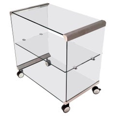 Postmodern Tempered Glass and Steel Etagere by Gallotti & Radice with Casters