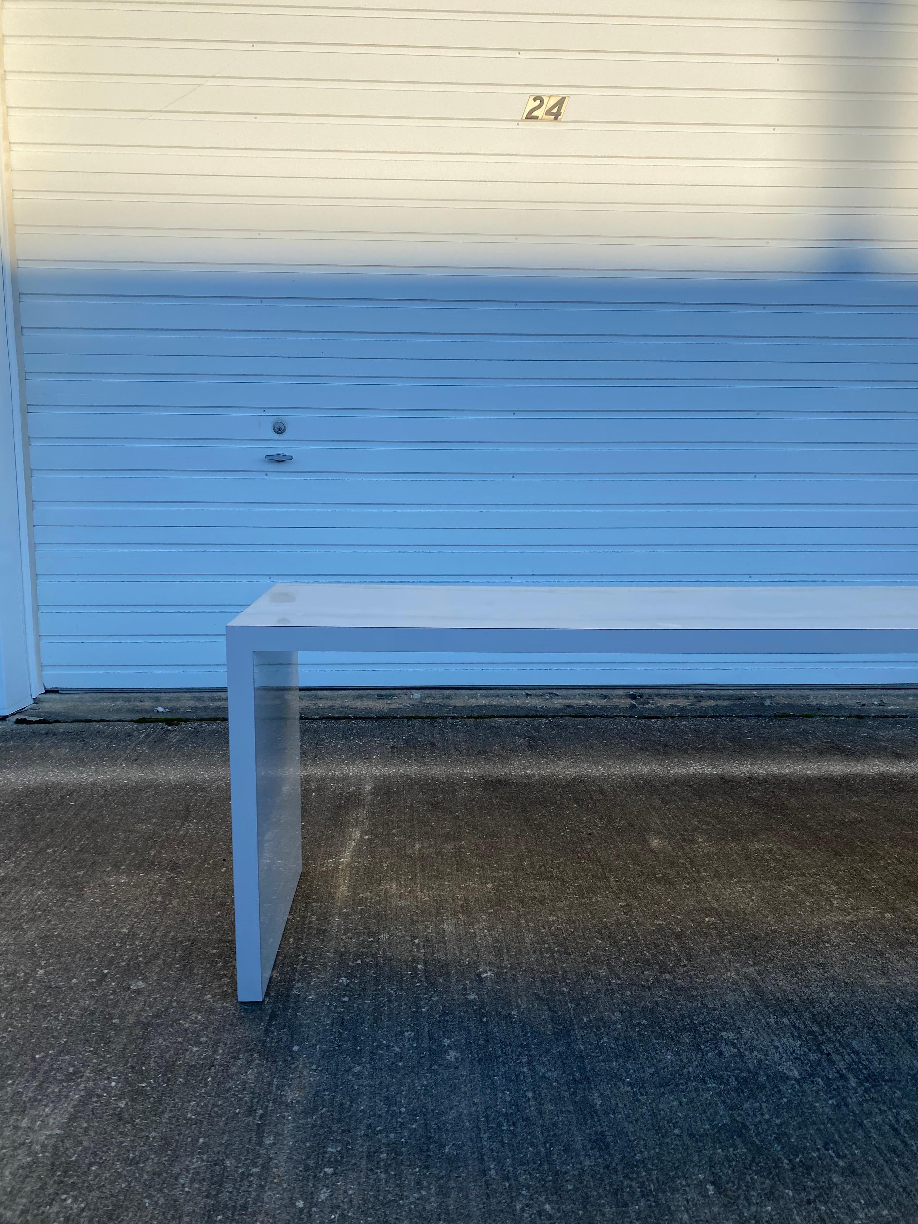 Postmodern Tempo Designs Extra Long Laminate Console Table. Unfortunately one side of the table has black imperfections due to movers not using a proper blanket.. The top and right side are perfect. See pictures.