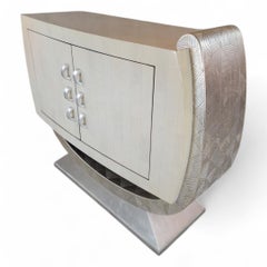 Postmodern Tessellated Bone & Silver Sculptural 2 Door Artmax Credenza