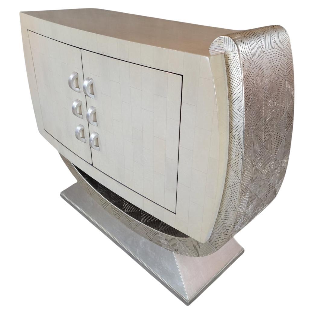 Crédence Artmax Postmoderne Tessellée Os & Silver Sculpturale 2 Portes