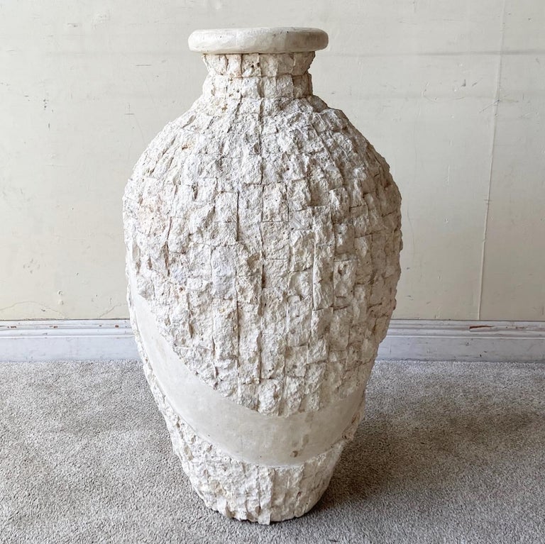Postmodern Tessellated Mactan Stone Floor Vase For Sale at 1stDibs