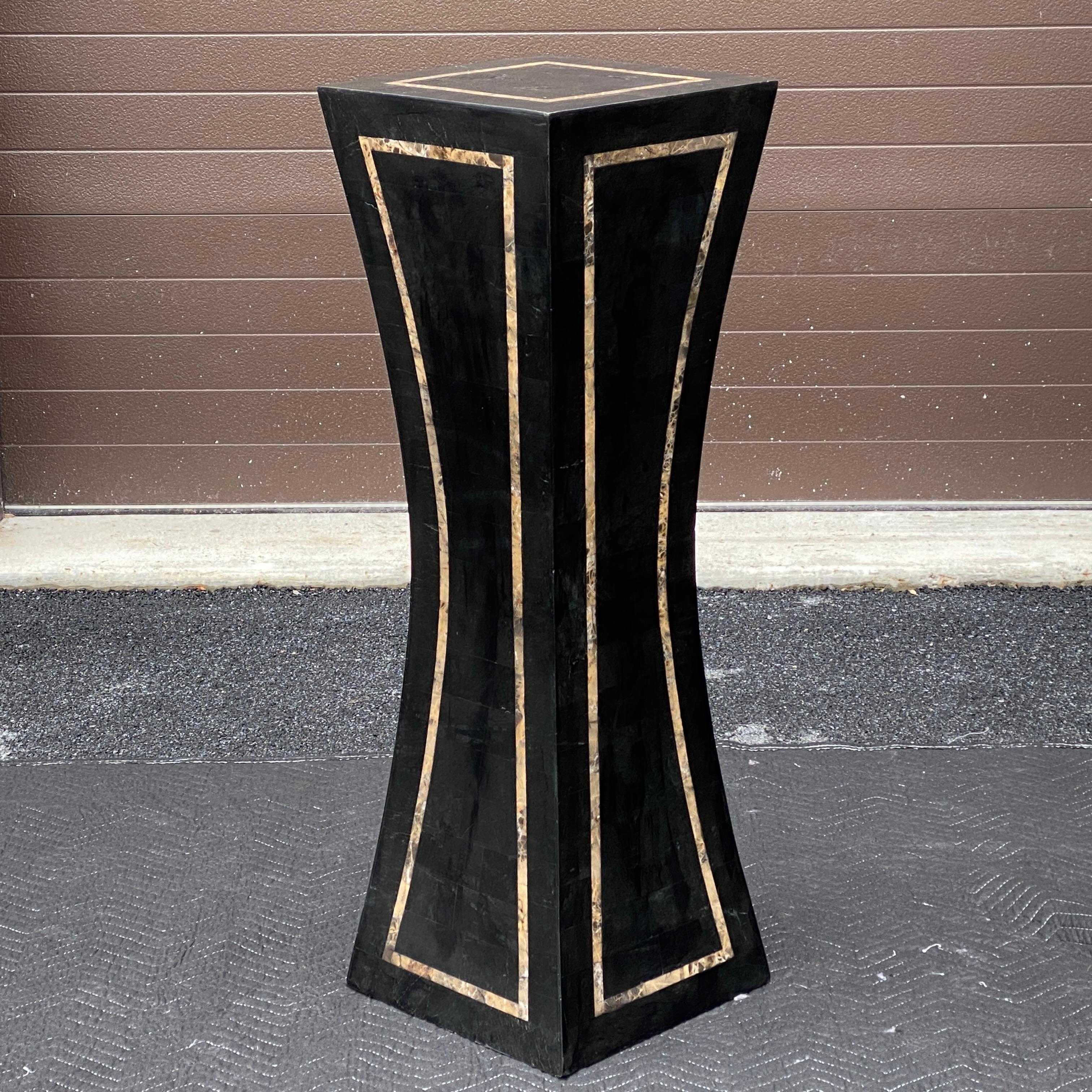 Post-Modern Postmodern Tessellated Marble Waisted Pedestal For Sale