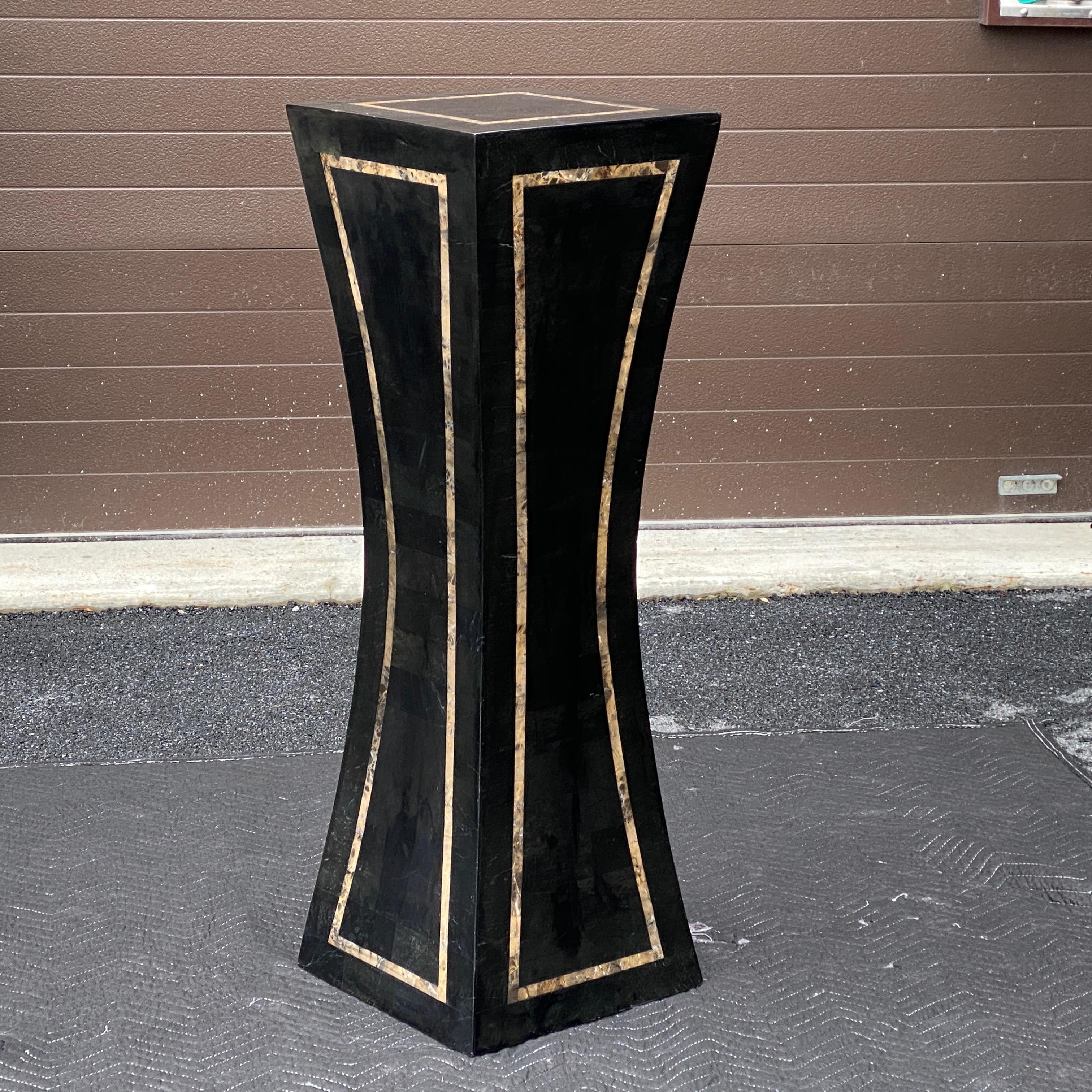 Philippine Postmodern Tessellated Marble Waisted Pedestal For Sale