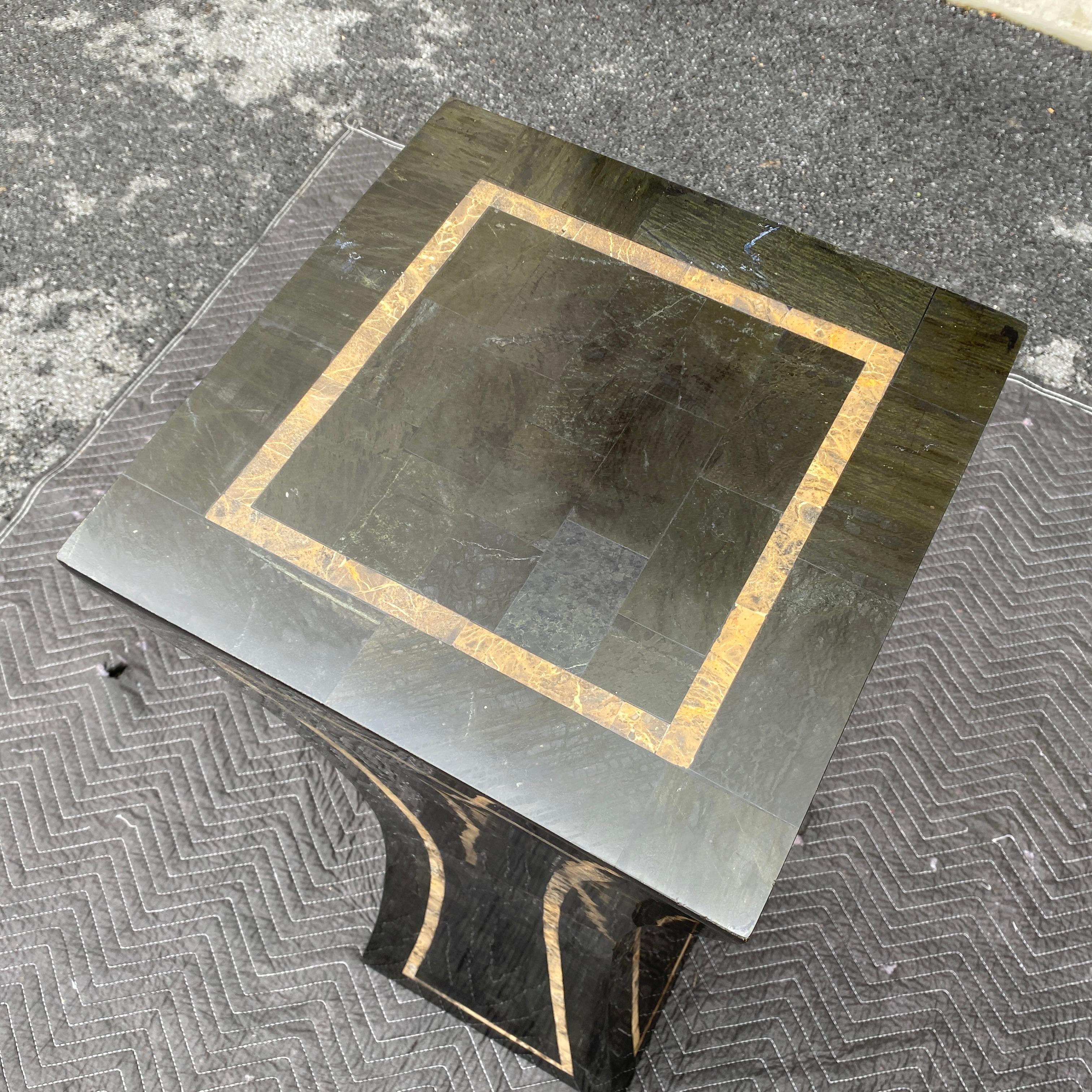 20th Century Postmodern Tessellated Marble Waisted Pedestal For Sale
