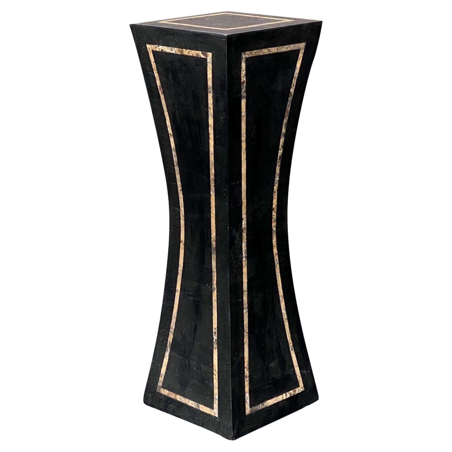 Postmodern Tessellated Marble Waisted Pedestal For Sale