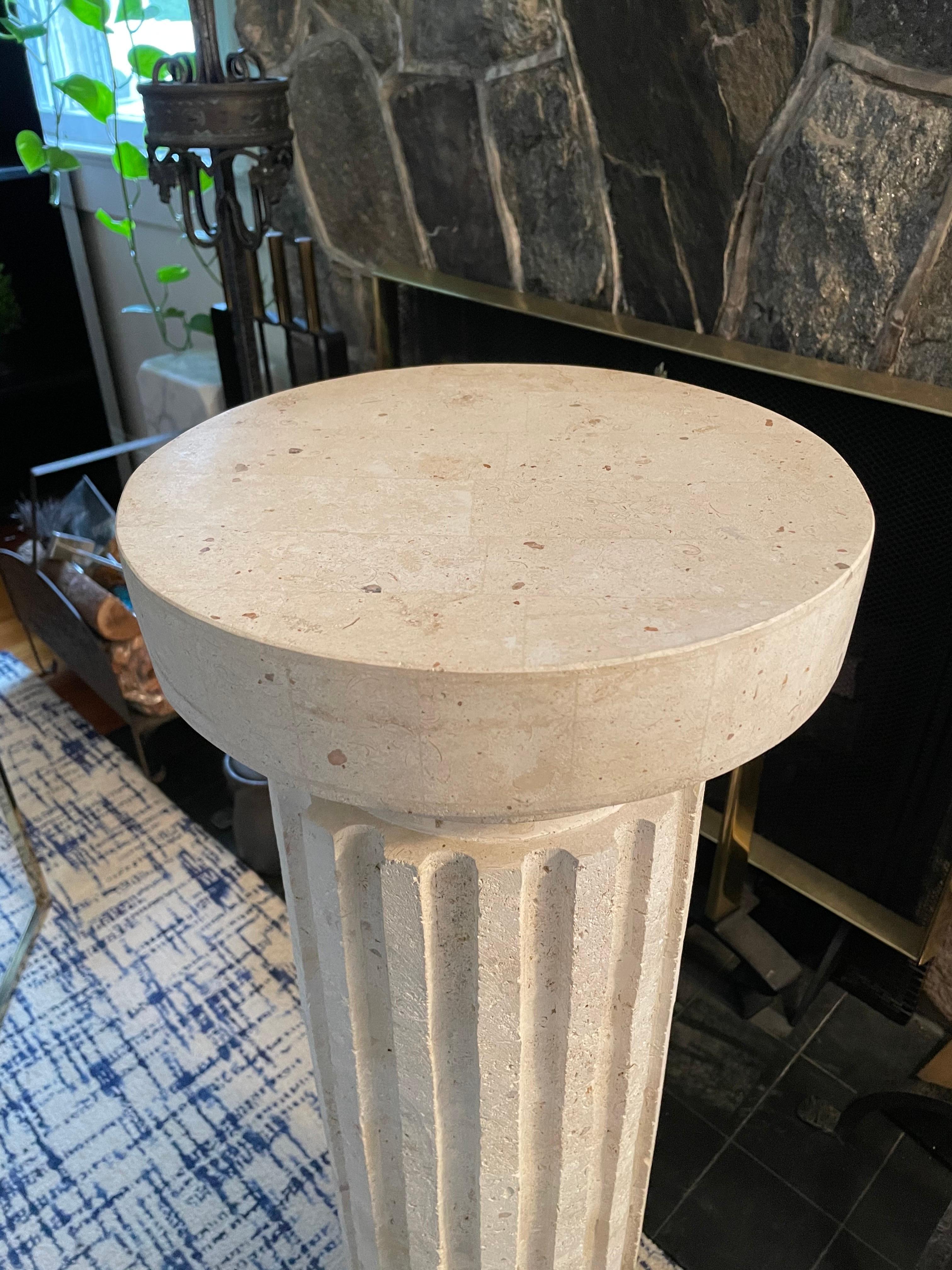 Post-Modern Postmodern Tessellated Neoclassical Fluted Column Pedestal For Sale