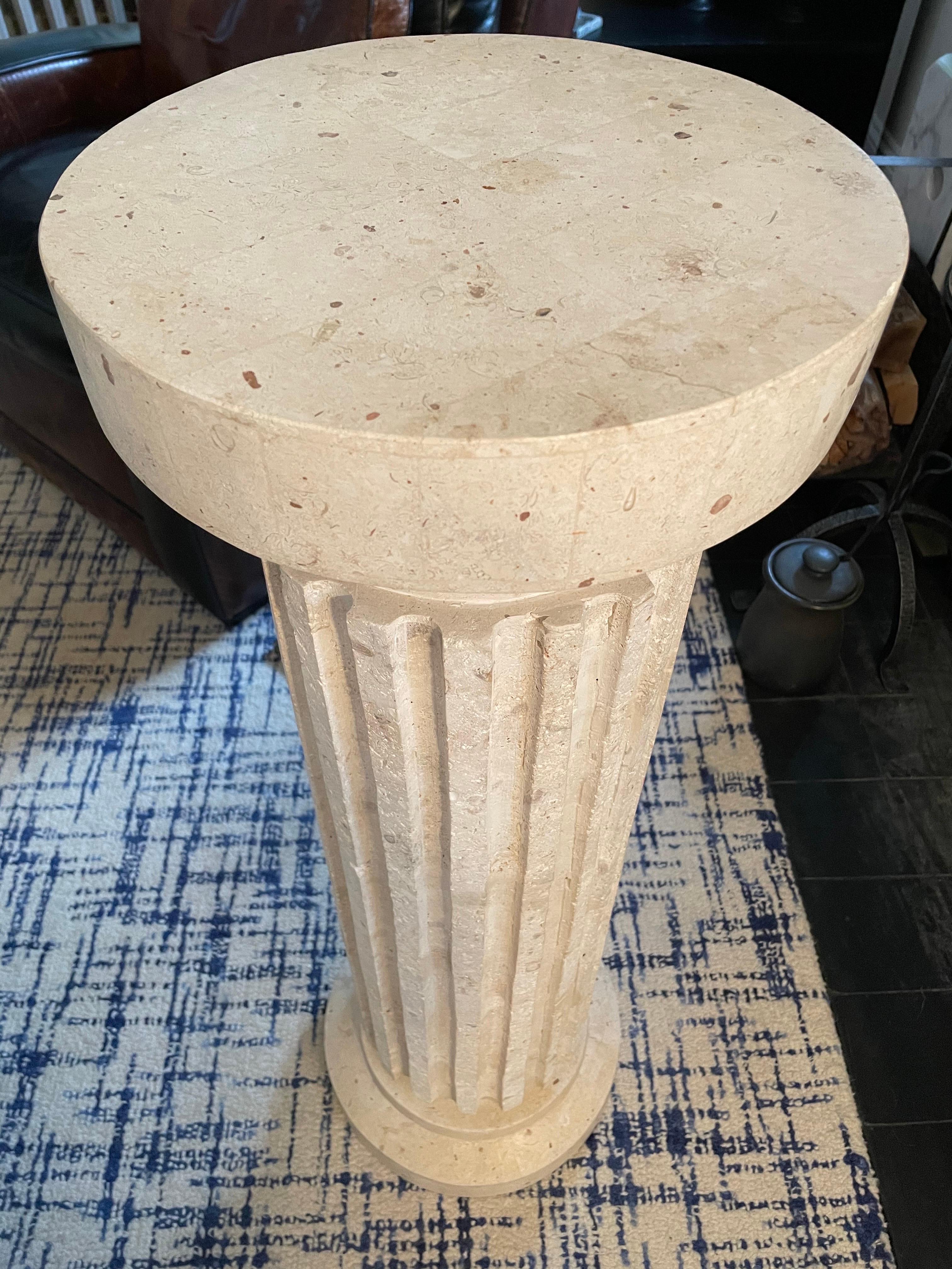 Postmodern Tessellated Neoclassical Fluted Column Pedestal For Sale 1