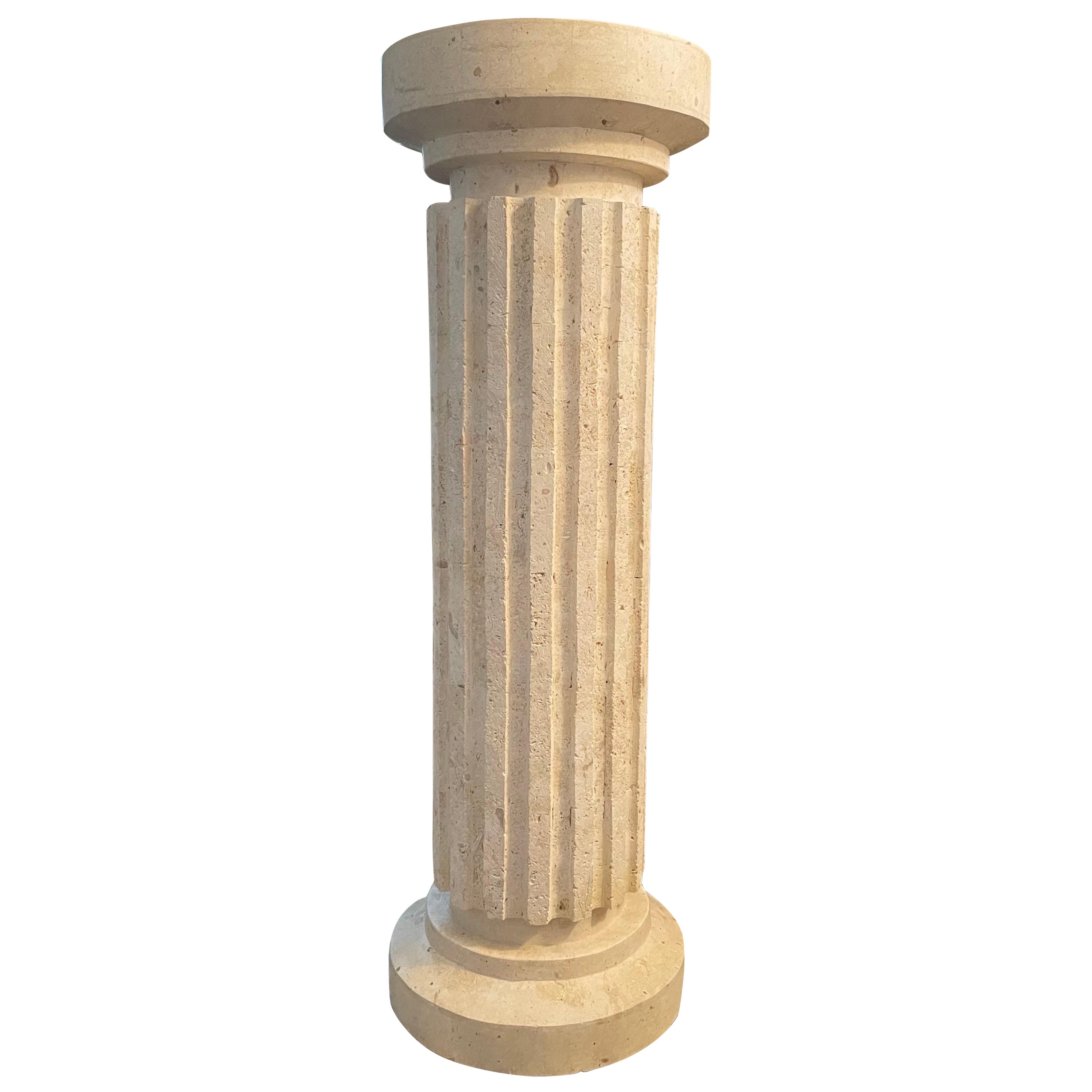 Postmodern Tessellated Neoclassical Fluted Column Pedestal