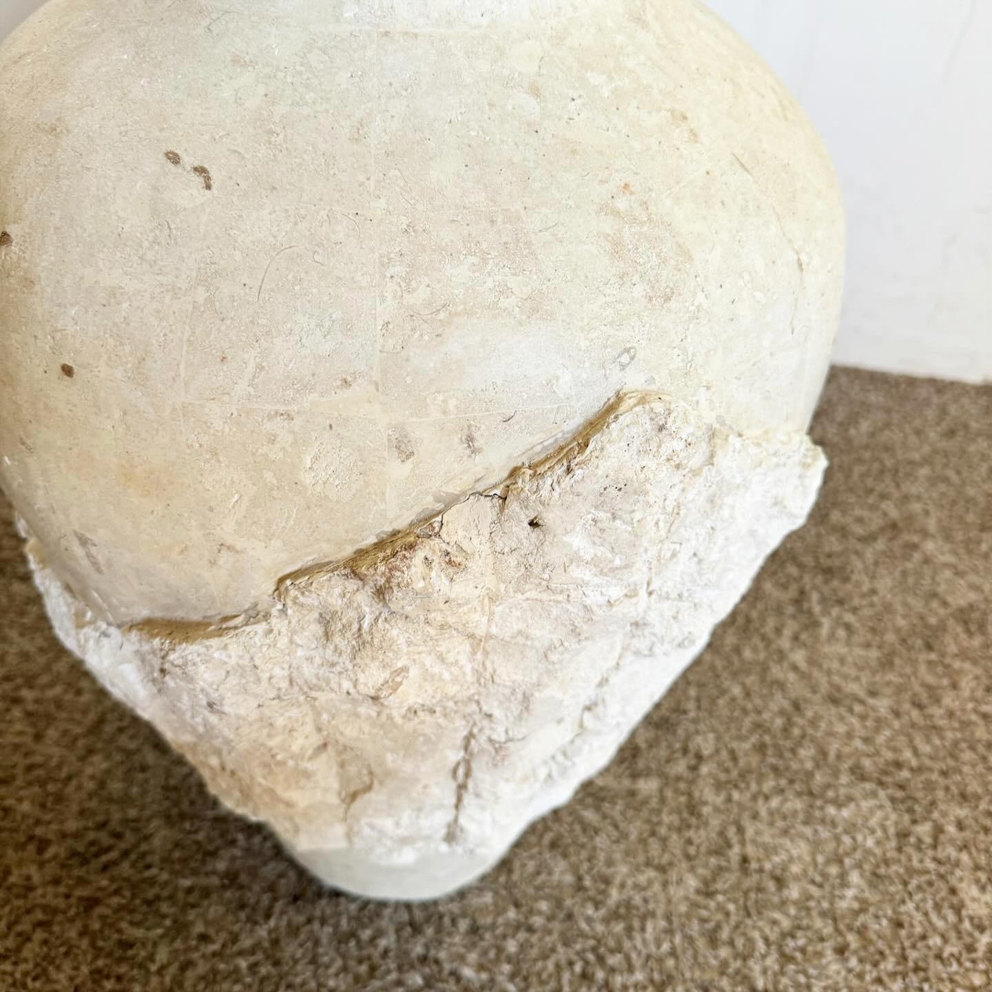 Post-Modern Postmodern Tessellated Raw and Polished Stone Floor Vase For Sale