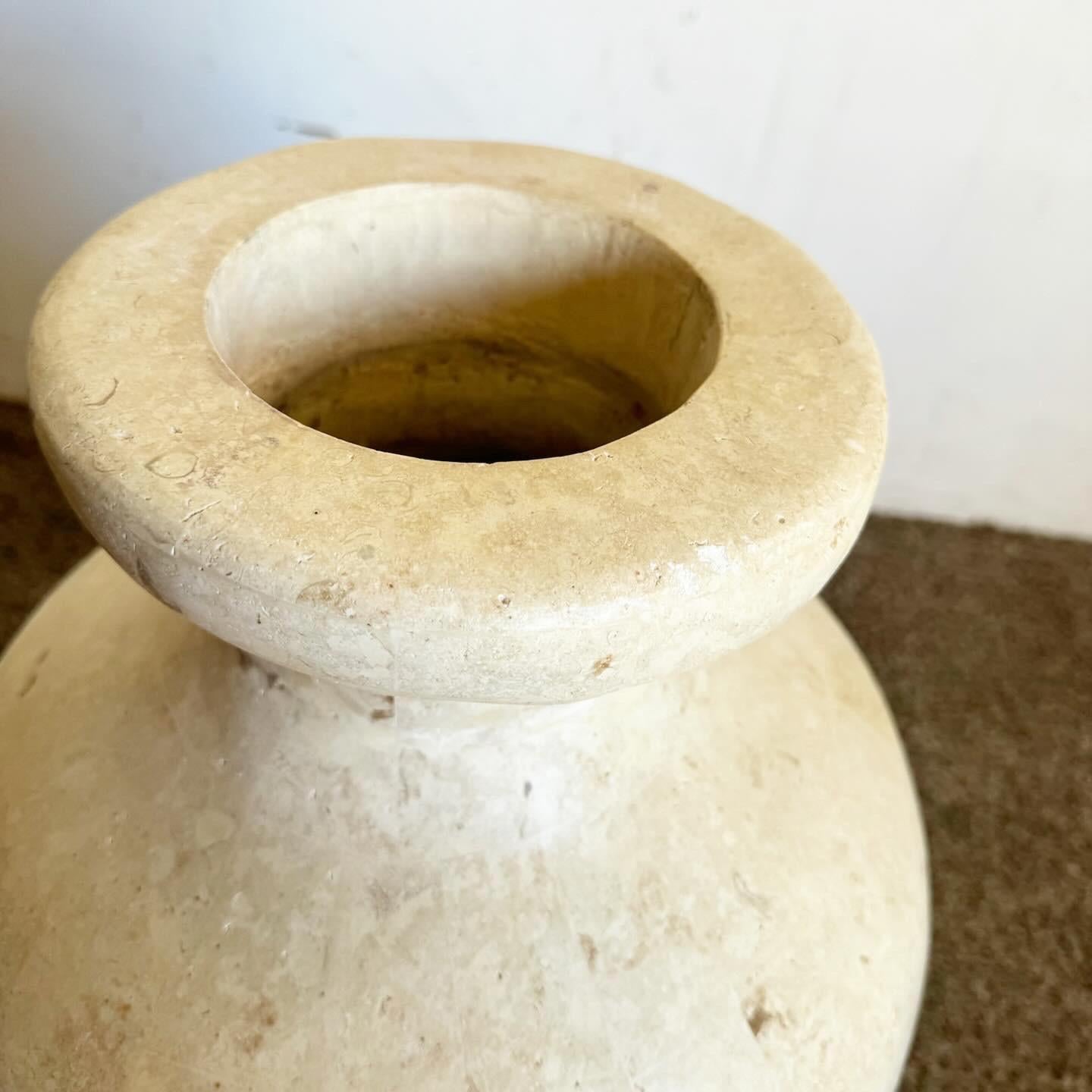Postmodern Tessellated Raw and Polished Stone Floor Vase In Good Condition For Sale In Delray Beach, FL