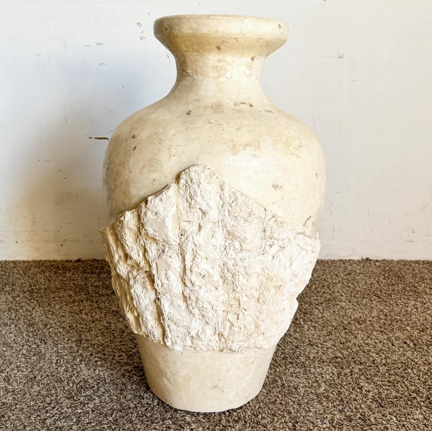Postmodern Tessellated Raw and Polished Stone Floor Vase For Sale 1