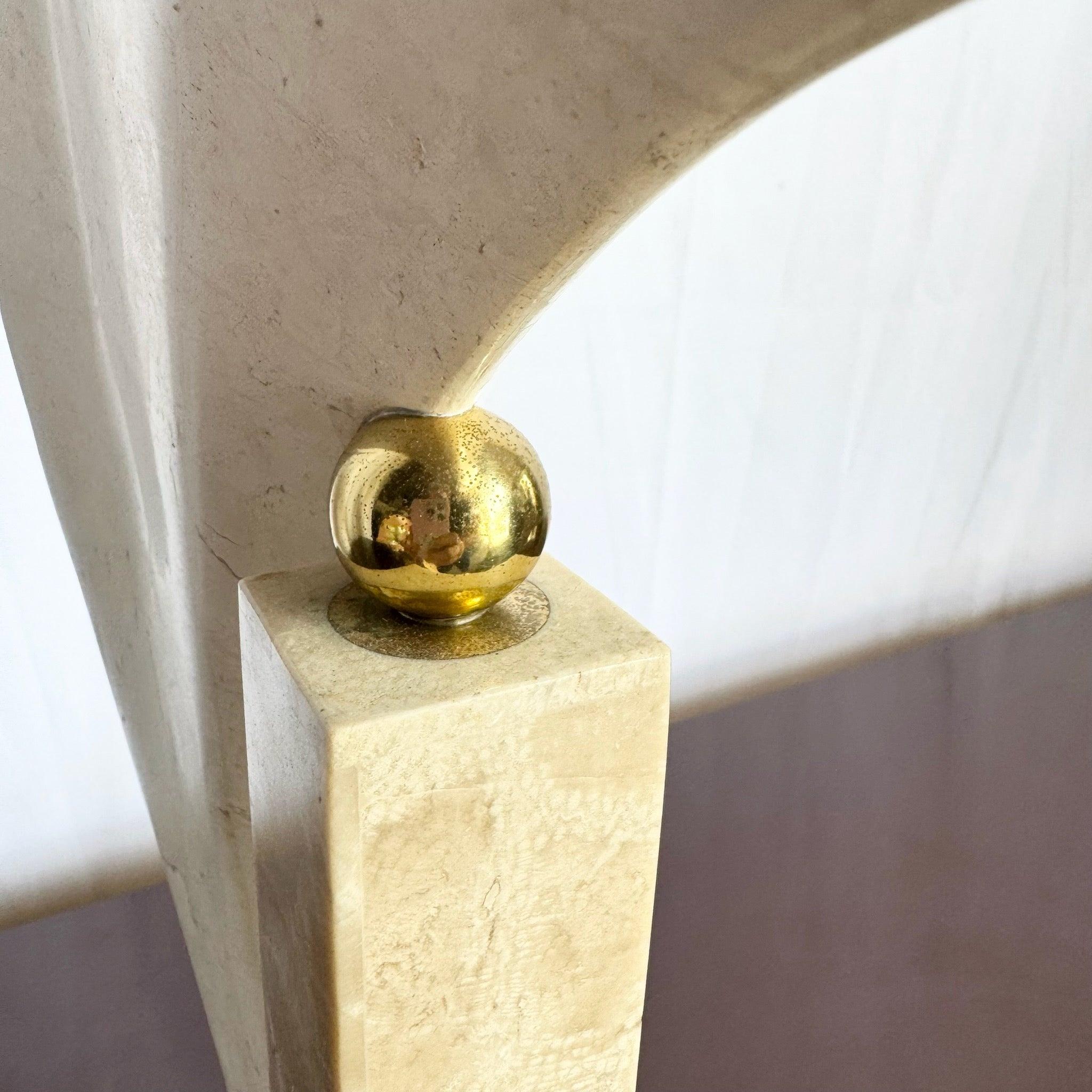 Philippine Postmodern Tessellated Stone and Brass Mainland Smith Bird Sculpture For Sale