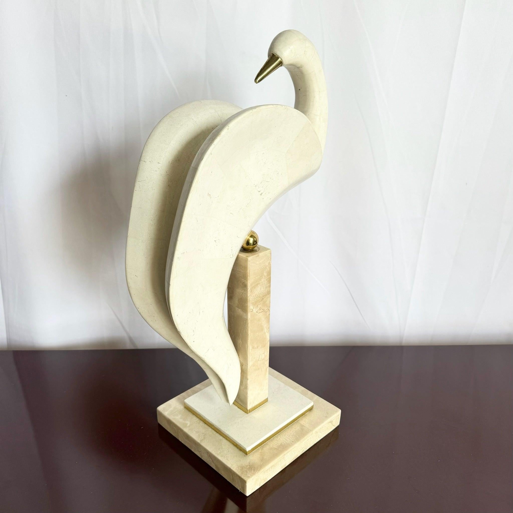 Postmodern Tessellated Stone and Brass Mainland Smith Bird Sculpture For Sale 1