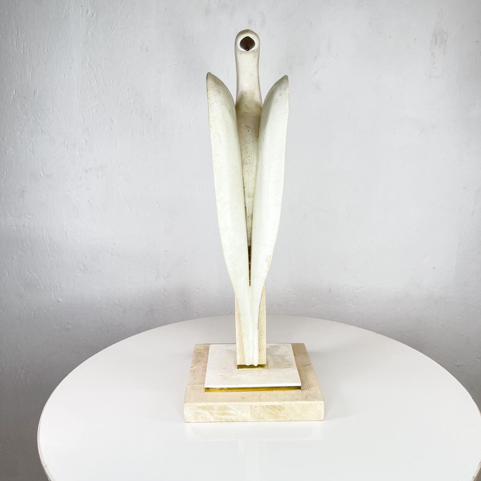 Postmodern Tessellated Stone Art Sculpture Egret Bird Maitland Smith Philippines 1