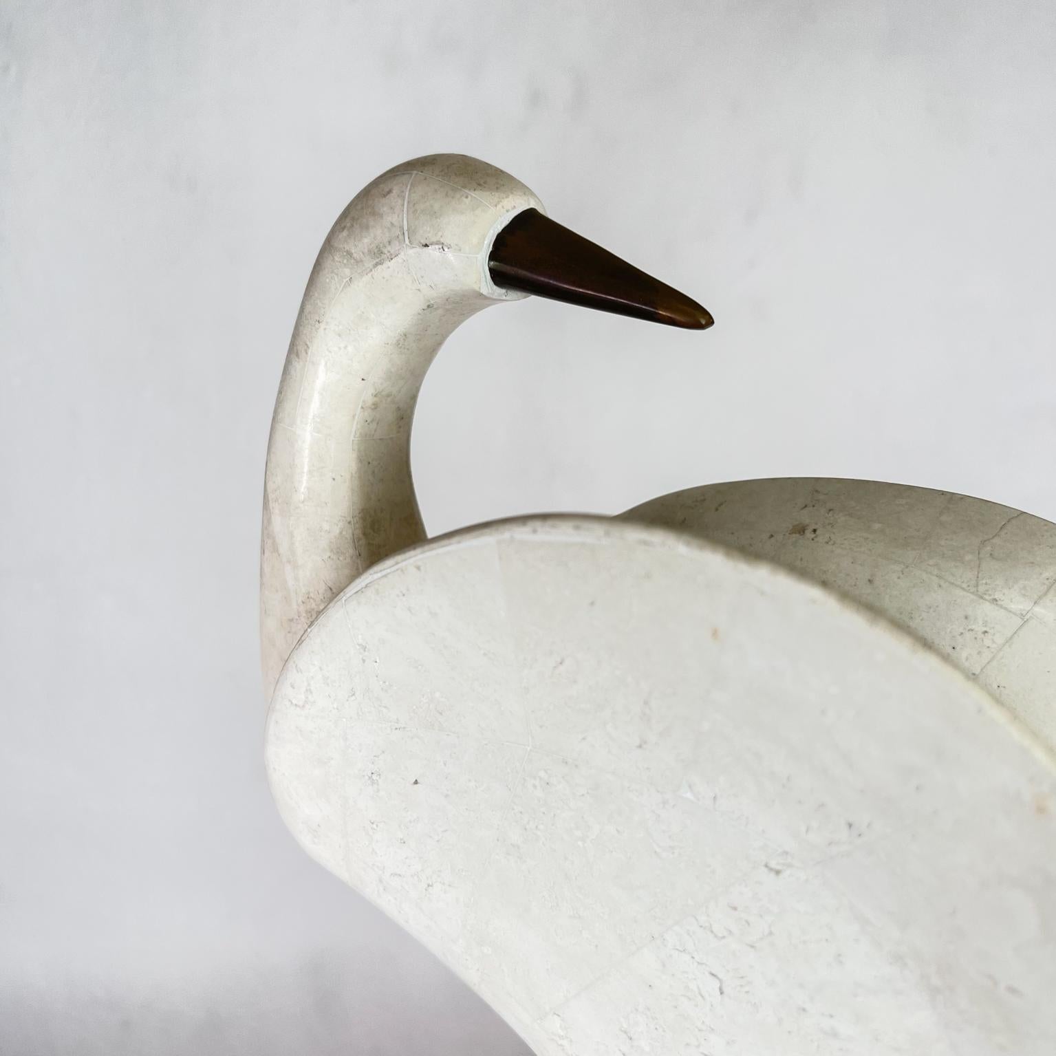 Late 20th Century Postmodern Tessellated Stone Art Sculpture Egret Bird Maitland Smith Philippines