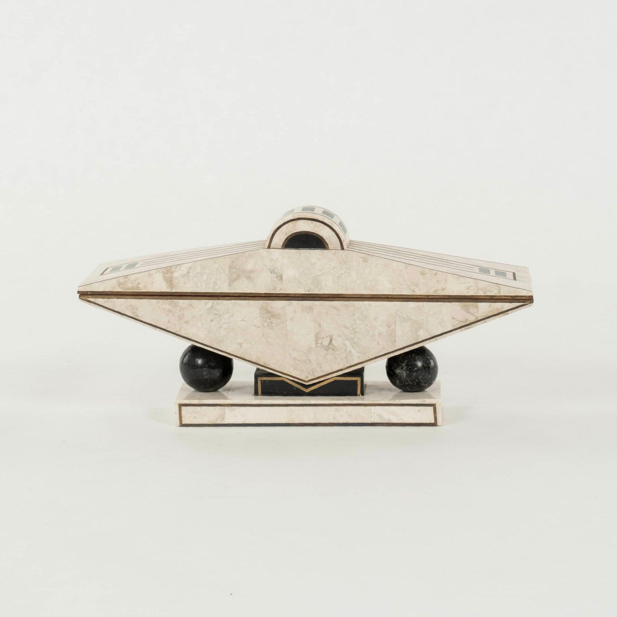 Post-Modern Postmodern Tessellated Stone Box For Sale