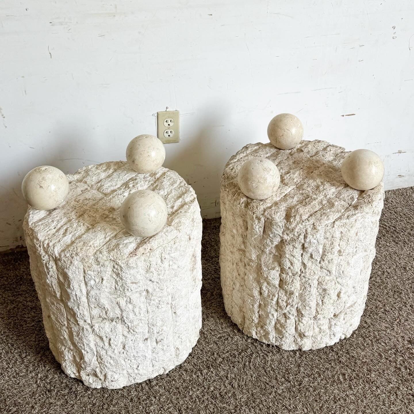 Philippine Postmodern Tessellated Stone Circular Side Tables For Sale