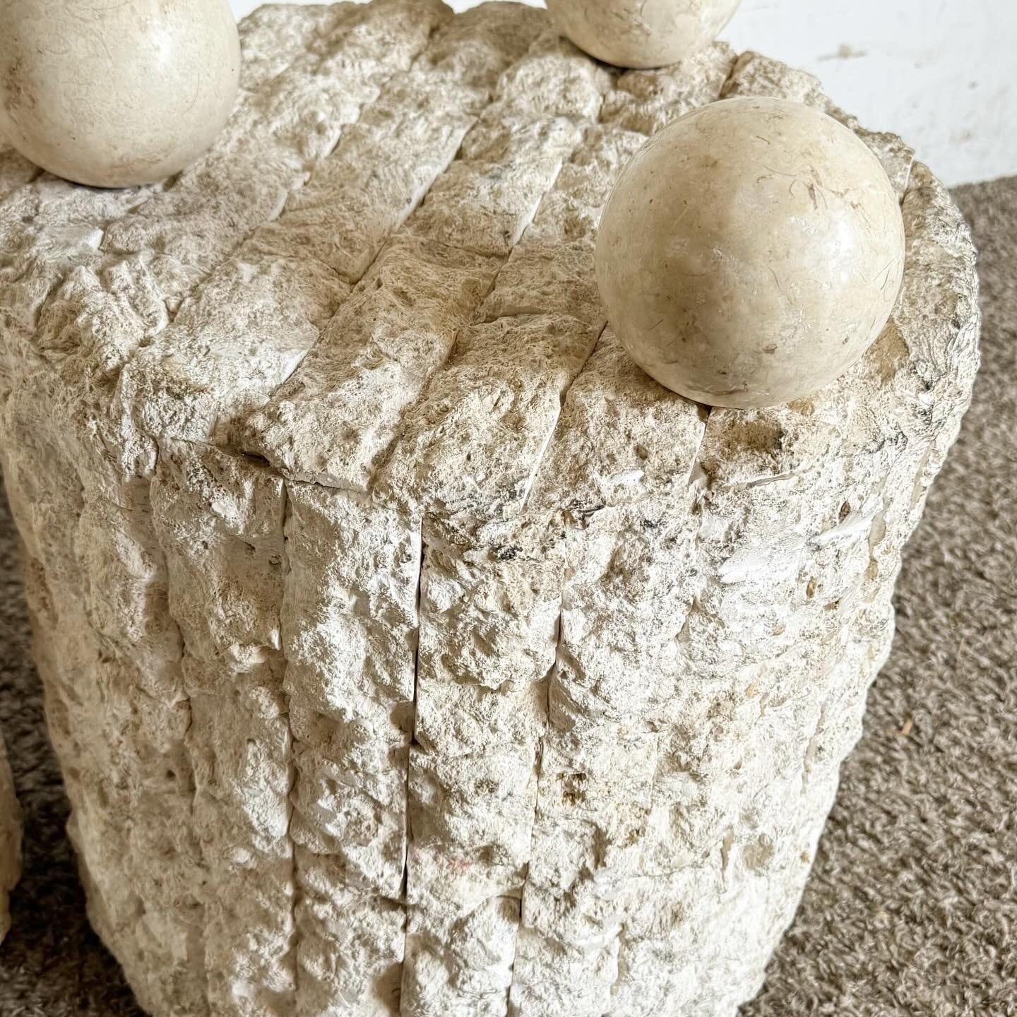 Postmodern Tessellated Stone Circular Side Tables In Good Condition For Sale In Delray Beach, FL
