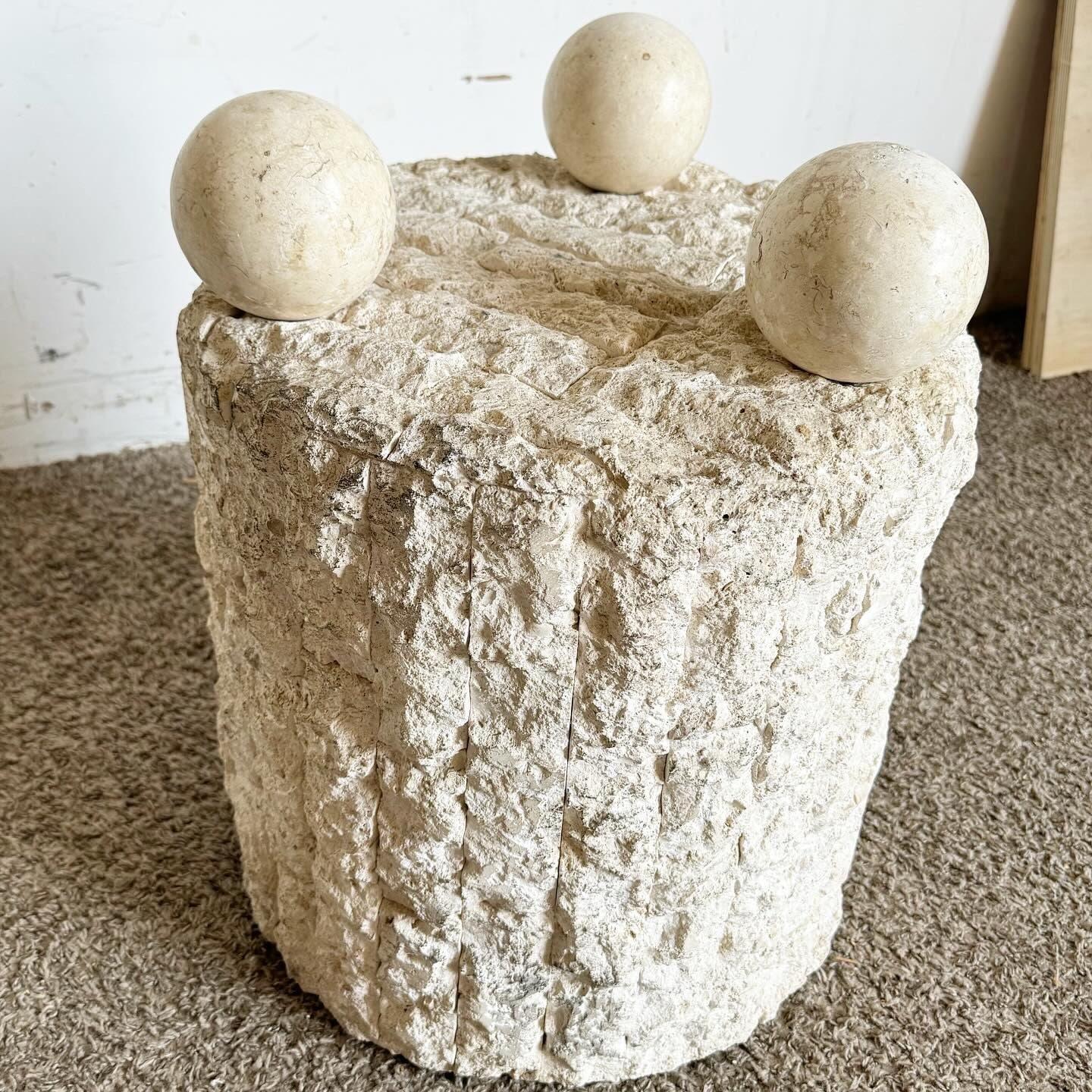 Postmodern Tessellated Stone Circular Side Tables For Sale 1