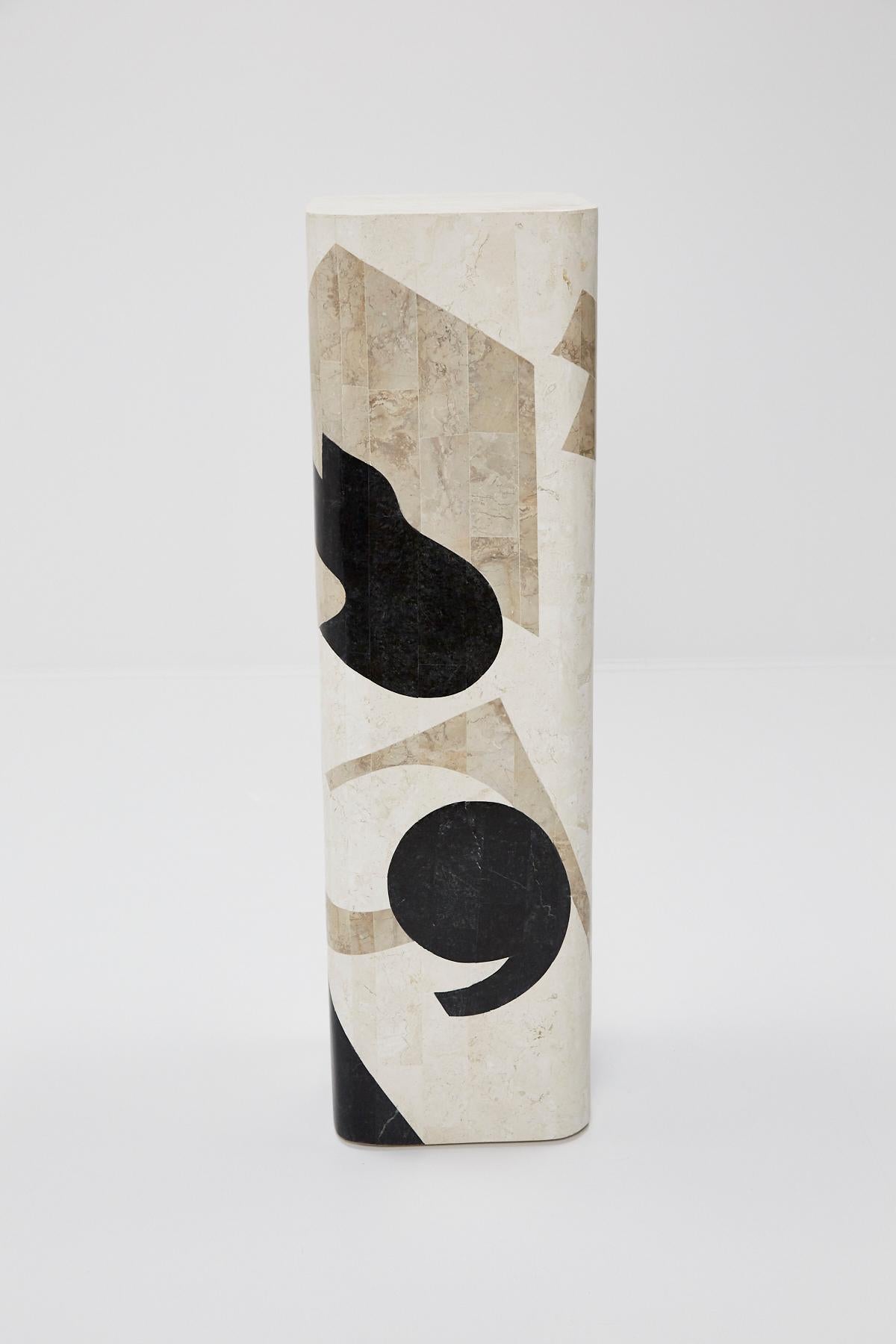 Post-Modern Postmodern Tessellated Stone Et Cetera Pedestal, 1990s For Sale