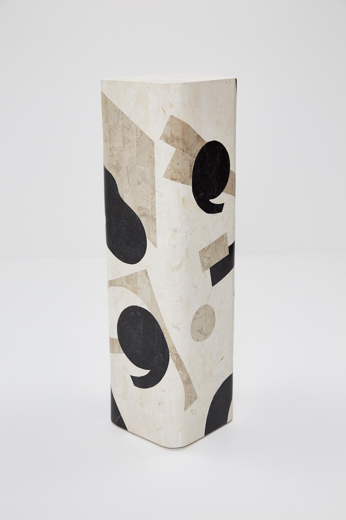 Inlay Postmodern Tessellated Stone Et Cetera Pedestal, 1990s For Sale