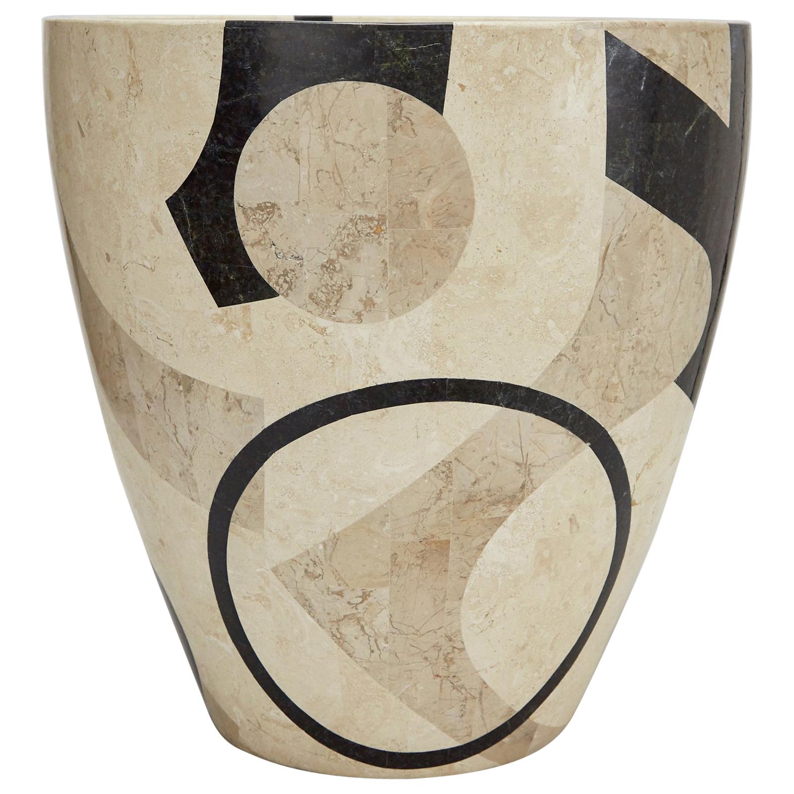 Postmodern Tessellated Stone "Et Cetera" Round Planter, X-Large For Sale