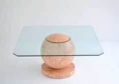 Postmodern Tessellated Stone Geometric Sphere Form Cocktail Table