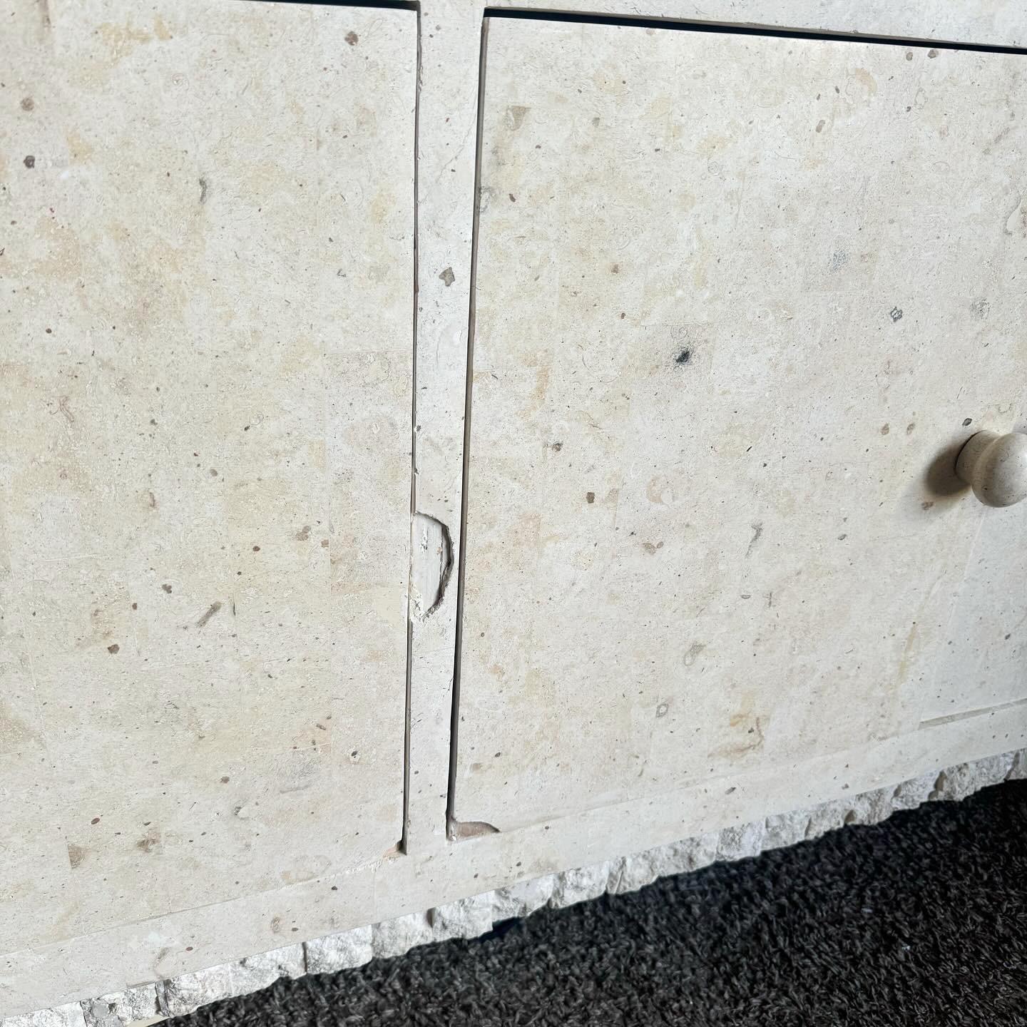 Late 20th Century Postmodern Tessellated Stone Glass Top Credenza