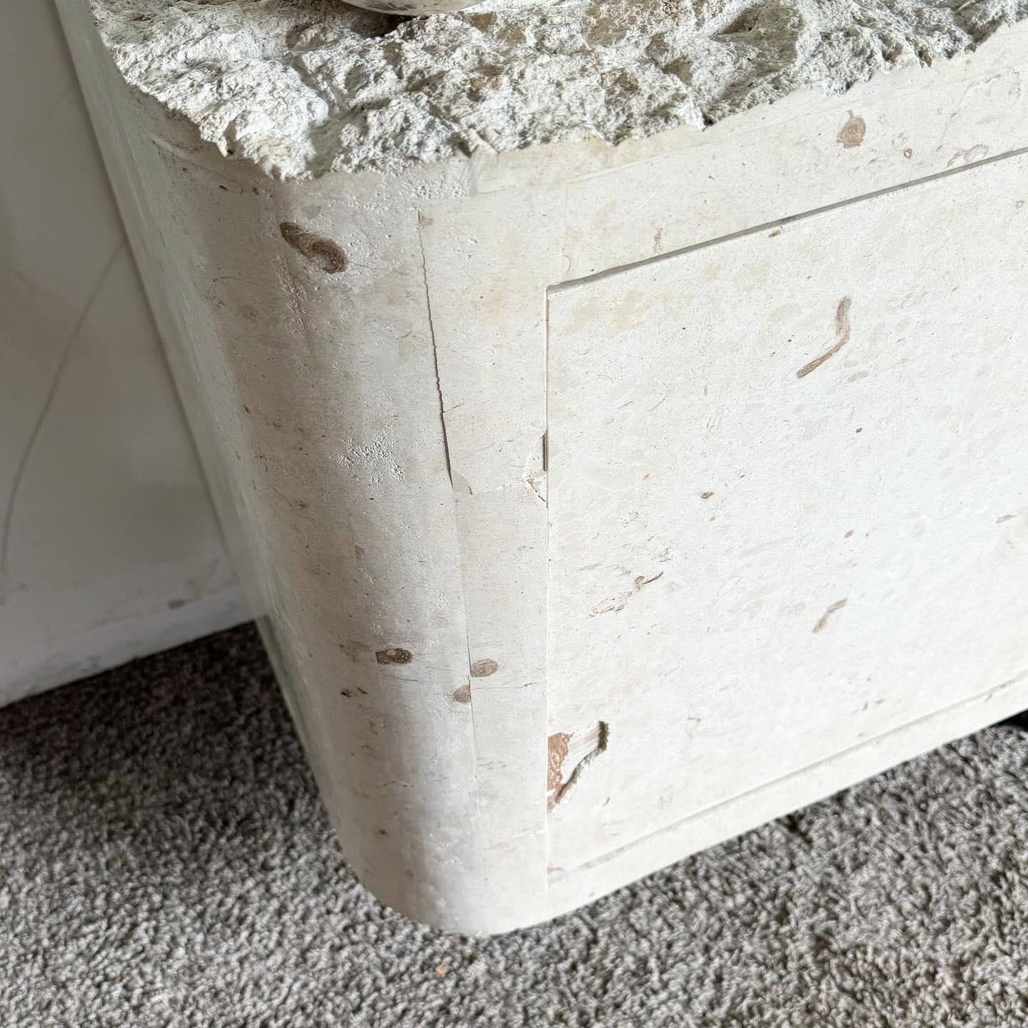 Late 20th Century Postmodern Tessellated Stone Glass Top Credenza For Sale