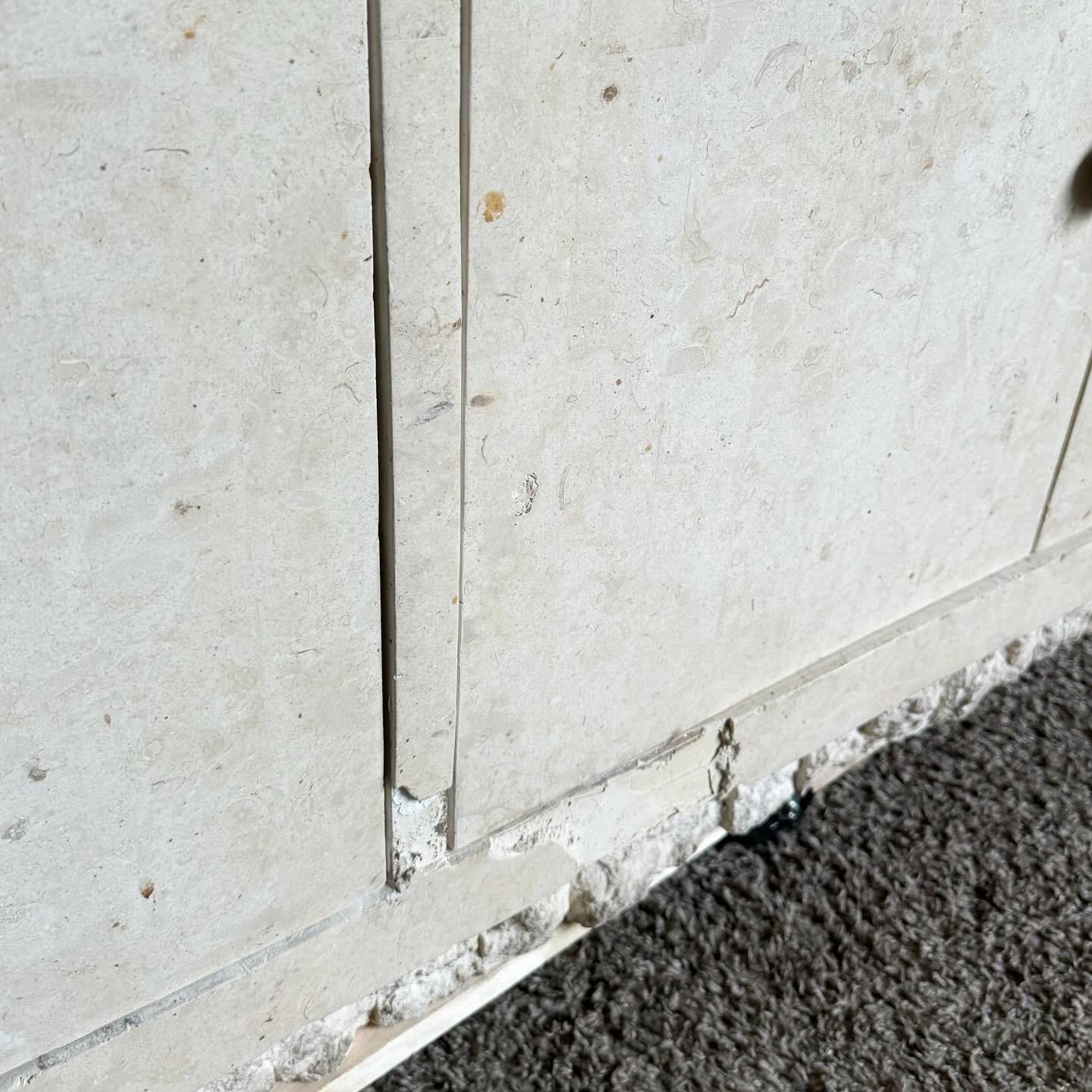 Postmodern Tessellated Stone Glass Top Credenza For Sale 2