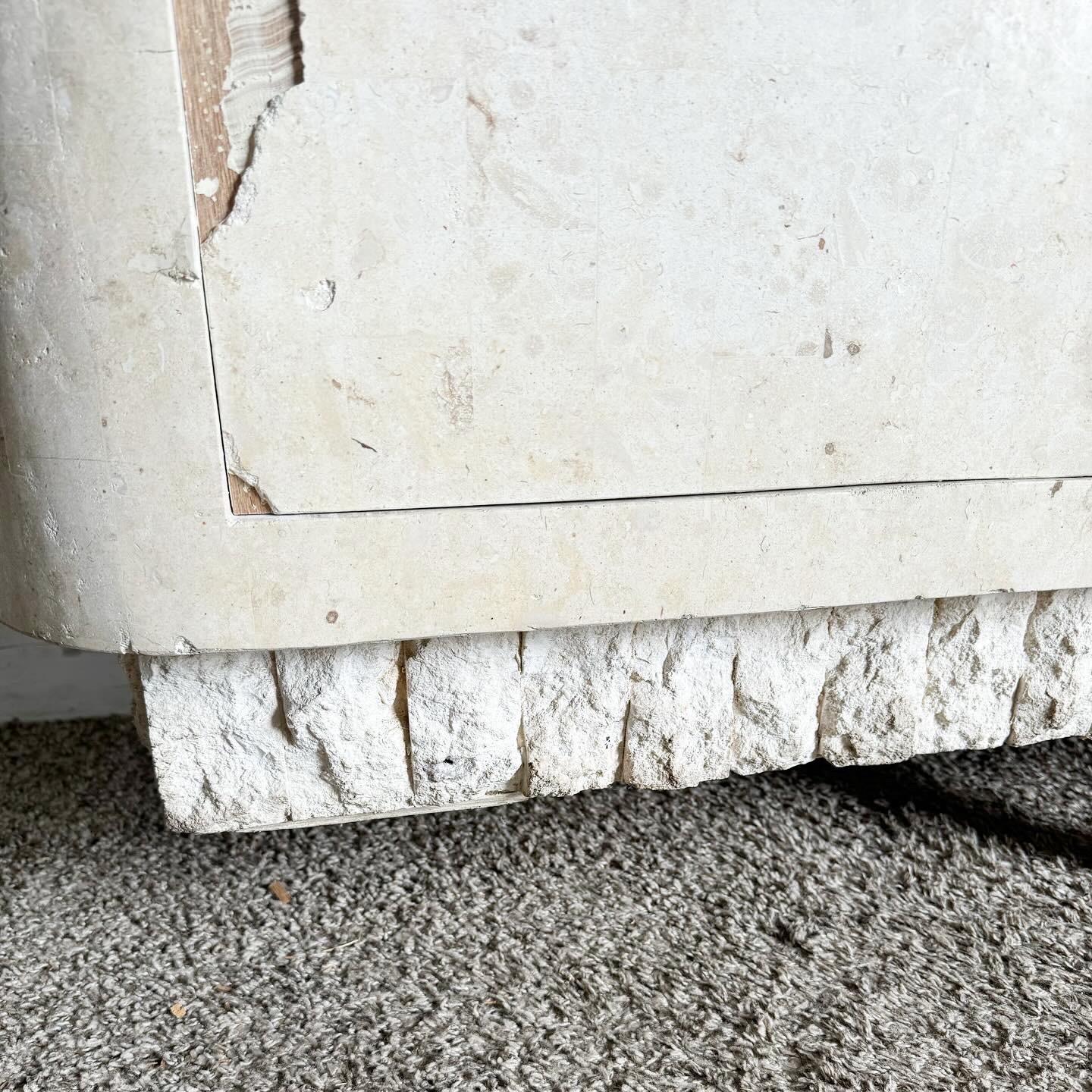 Postmodern Tessellated Stone Glass Top Credenza For Sale 3