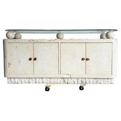 Postmodernes mosaikartiges Glas-Credenza aus Stein