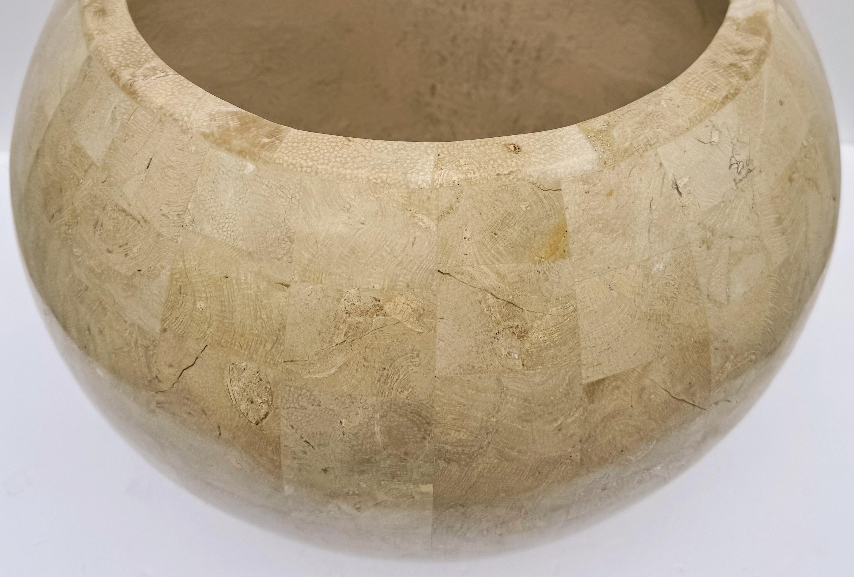 Postmodern Tessellated Stone Inlay Mod Cachepot / Planter Attrib. Maitland-Smith For Sale 1