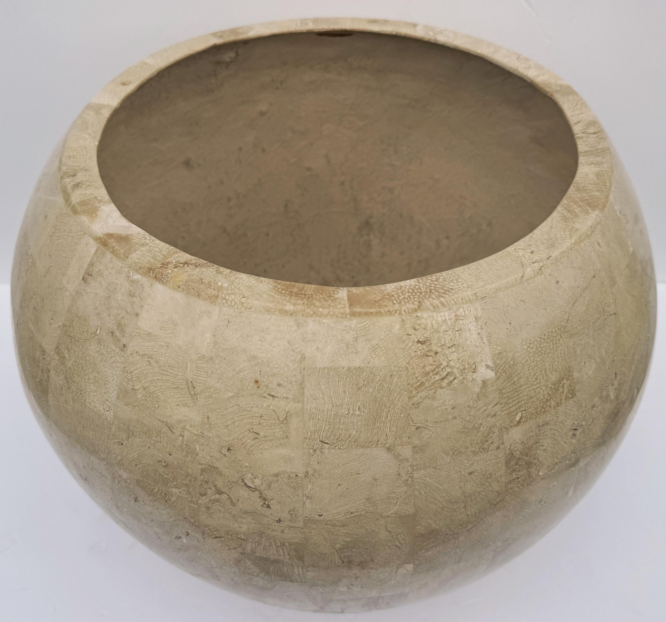 Postmodern Tessellated Stone Inlay Mod Cachepot / Planter Attrib. Maitland-Smith For Sale 2