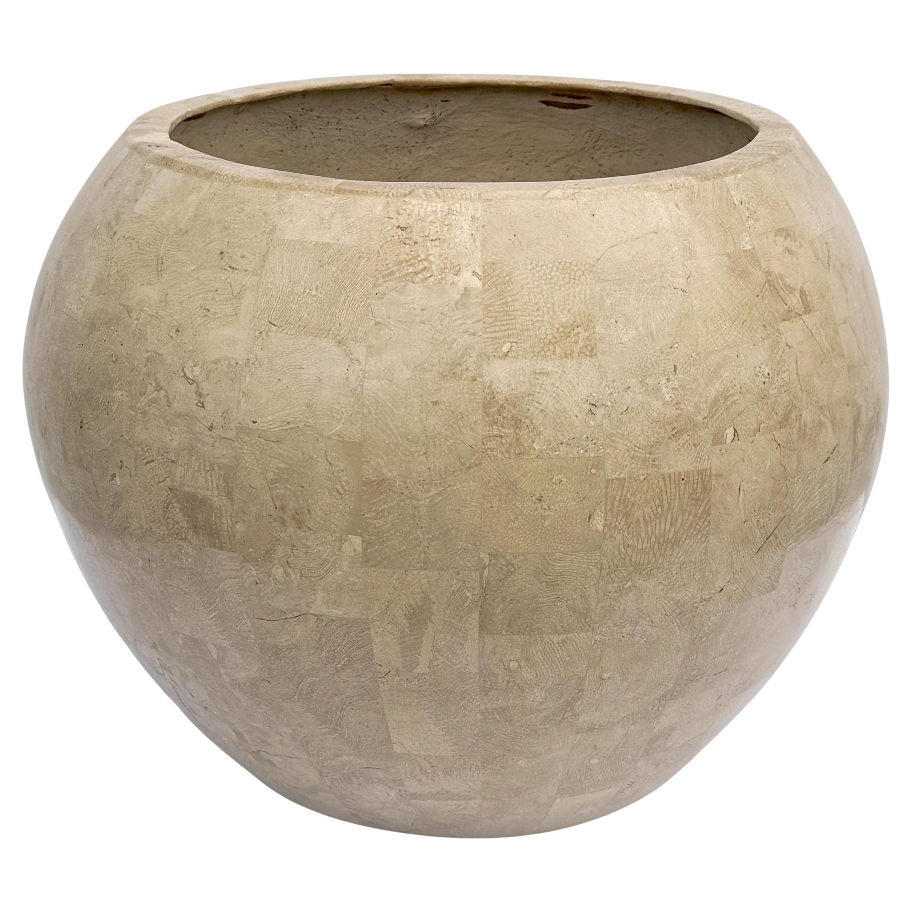 Postmodern Tessellated Stone Inlay Mod Cachepot / Planter Attrib. Maitland-Smith
