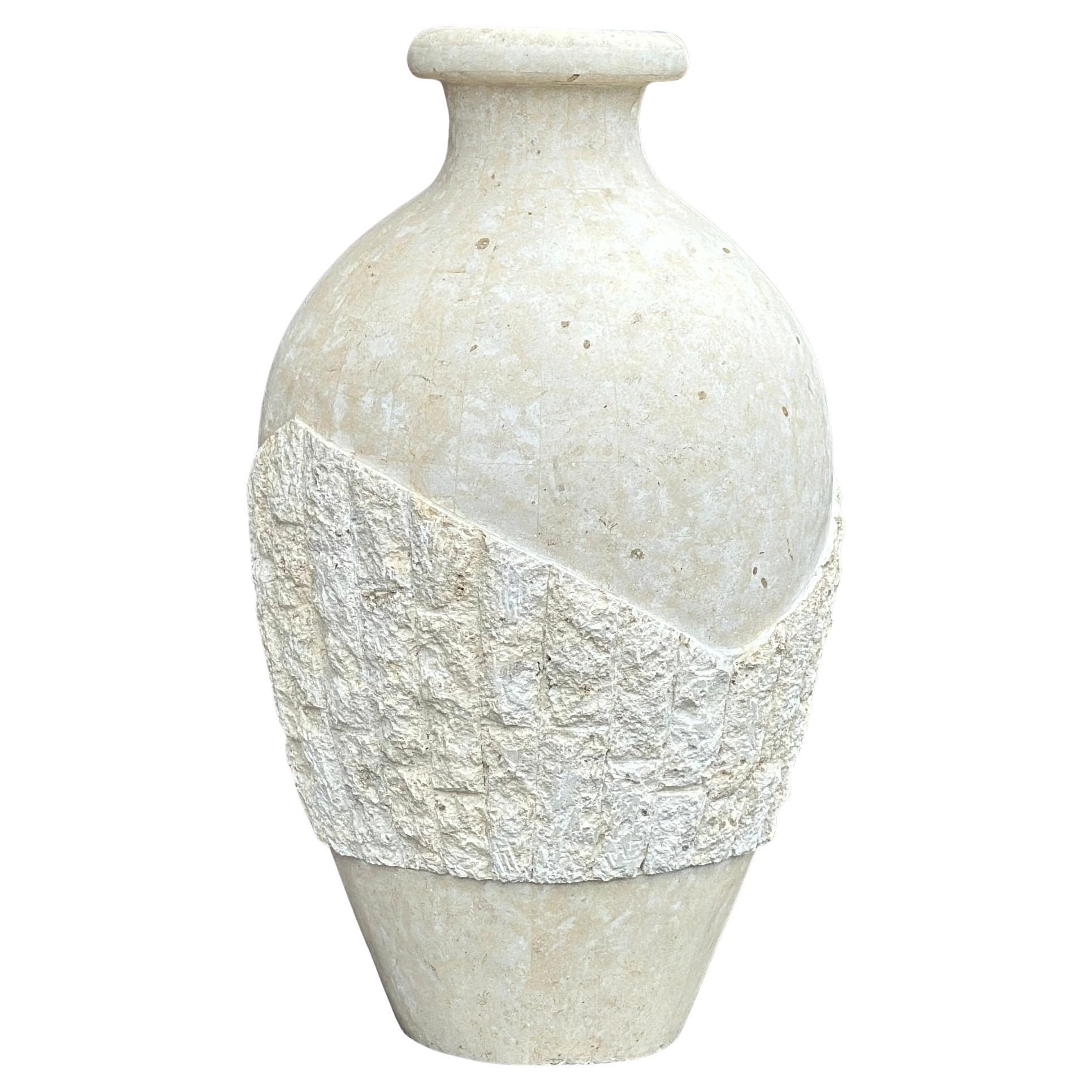 Postmodern Tessellated Stone Oversized Floor Vase by Magnussen