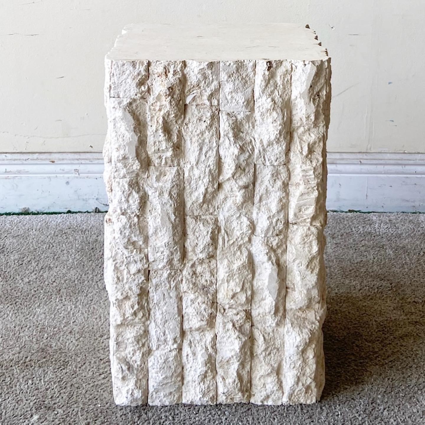 Exceptional vintage stone pedestal made in the Philippines. Features a fabulous tessellated stone body.
 