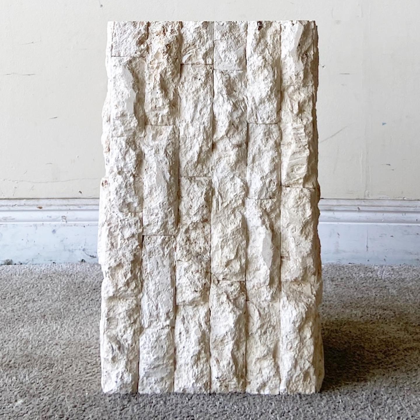 Post-Modern Postmodern Tessellated Stone Rectangular Pedestal