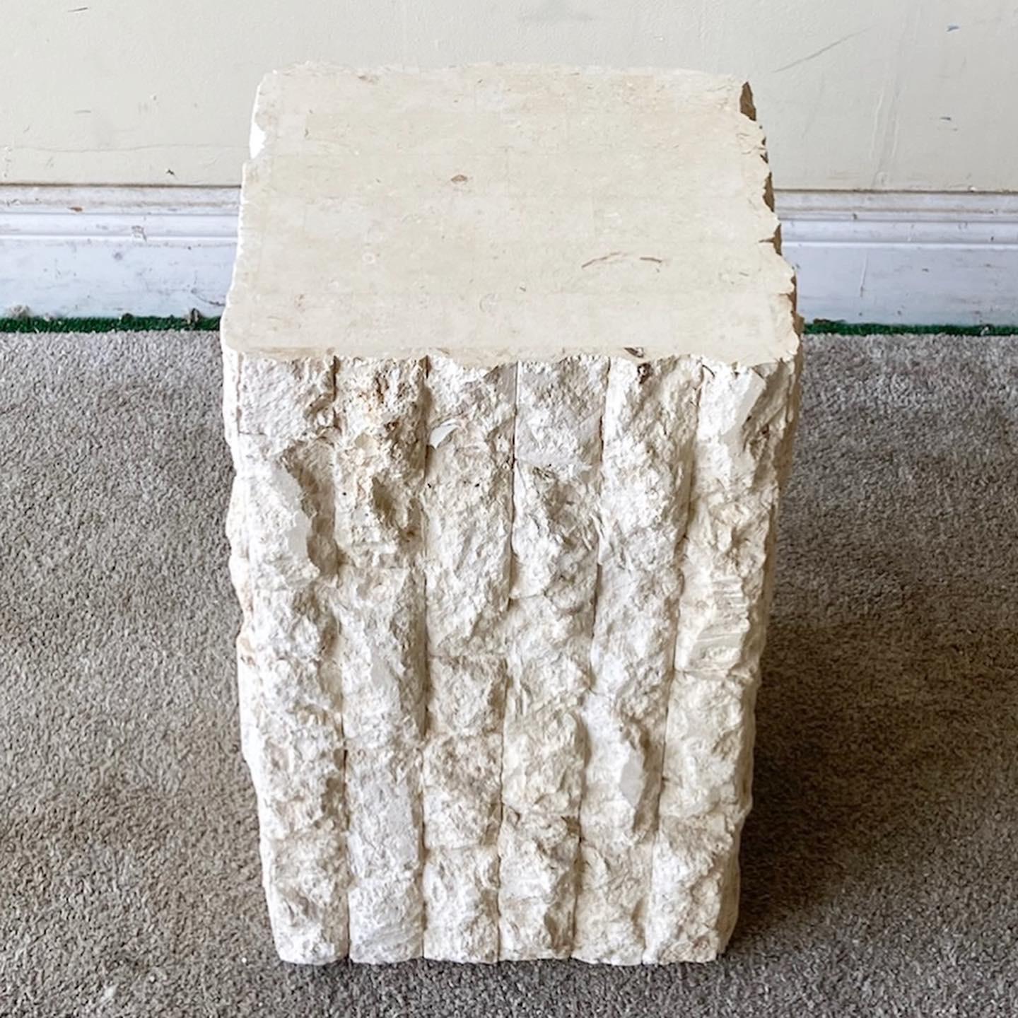 Postmodern Tessellated Stone Rectangular Pedestal 1
